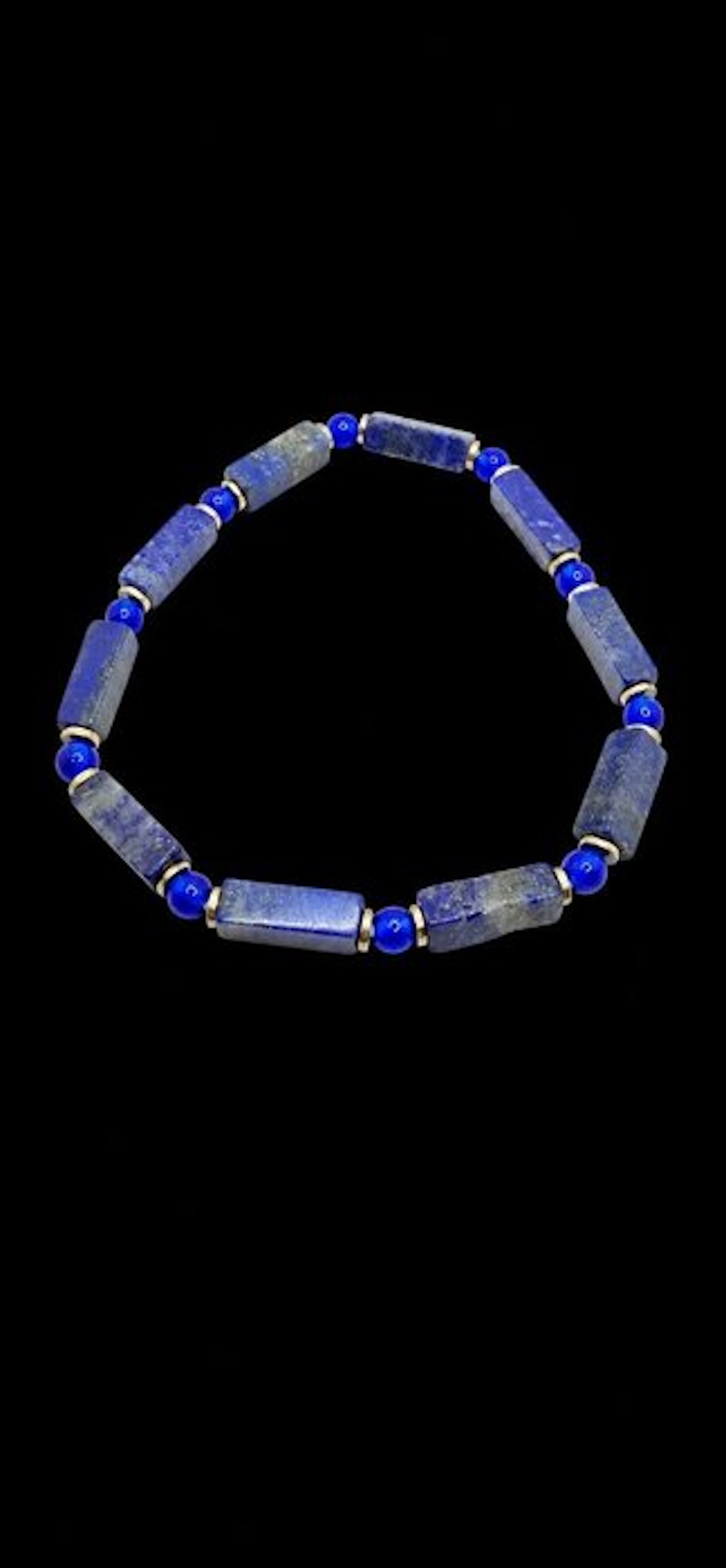 Lapis lazuli and hematite bracelet with rectangular...
