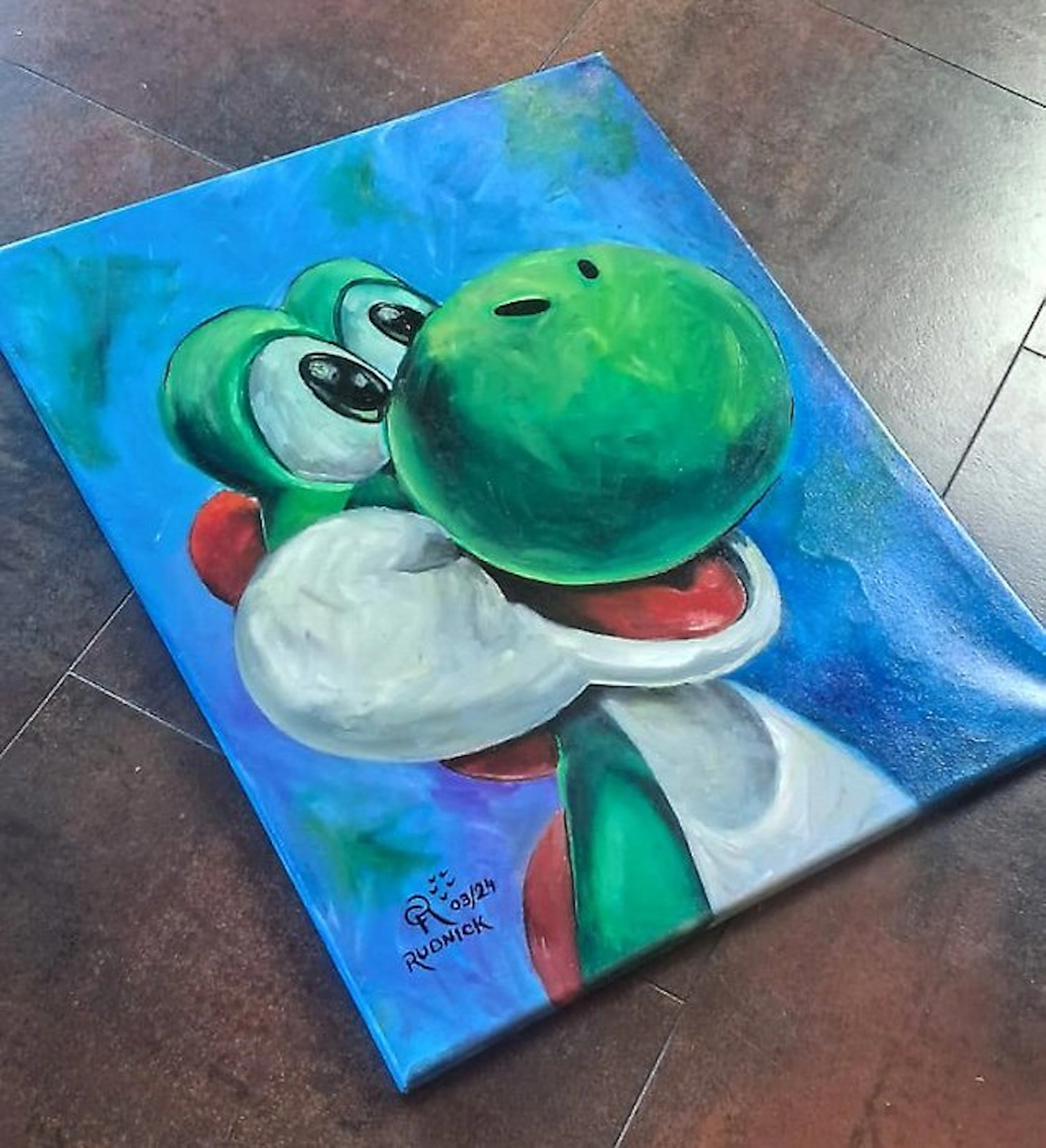 Video game figure Nintendo Yoshi Gemälde • Yoshi's Island...