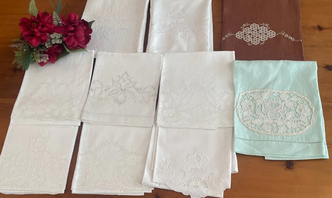 ricami fatti a mano - Towel (10) - 1.34 cm - 66 cm - Antique towels