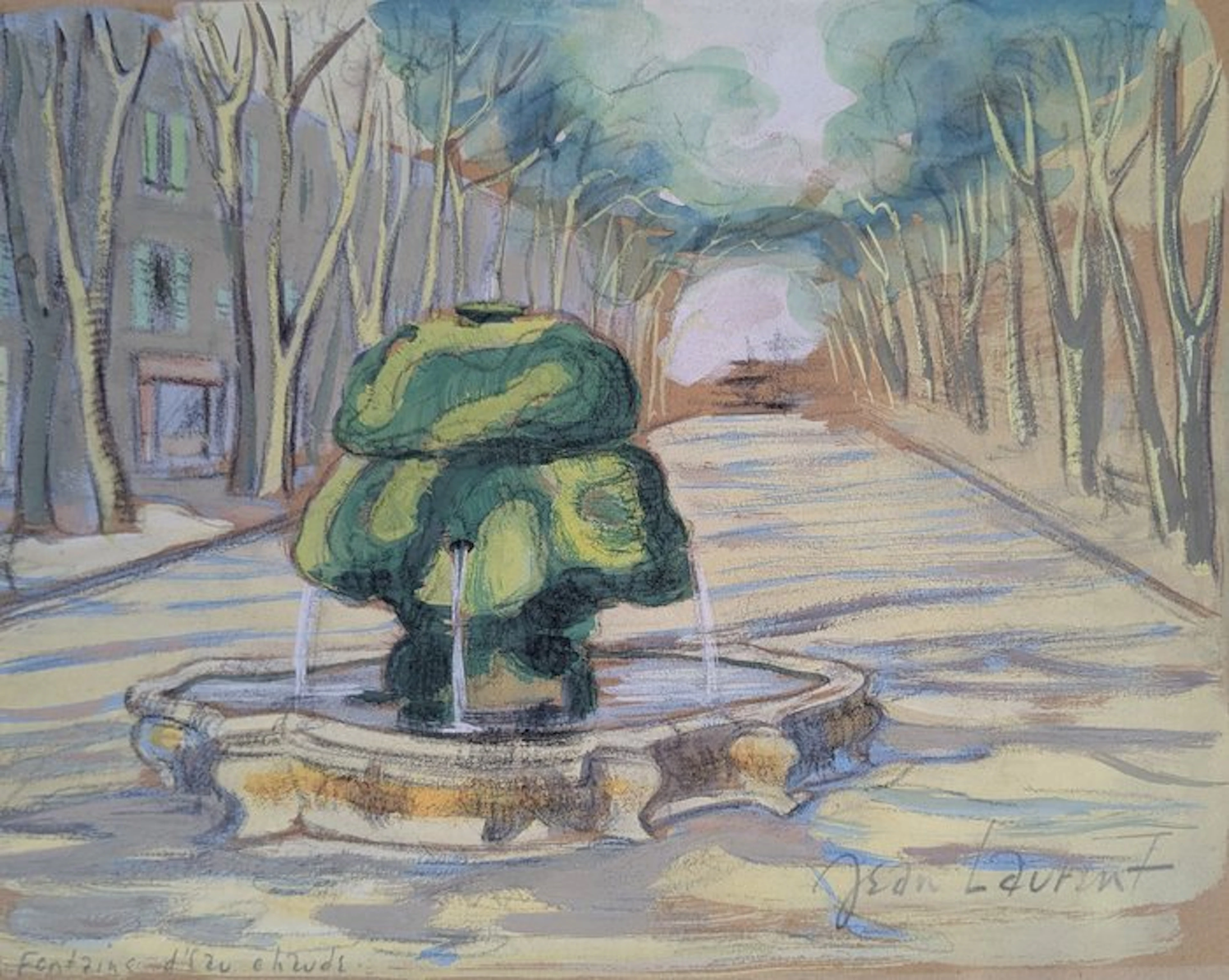 Jean Laurent XX - Vue de la Fontaine Moussue à Aix en provence