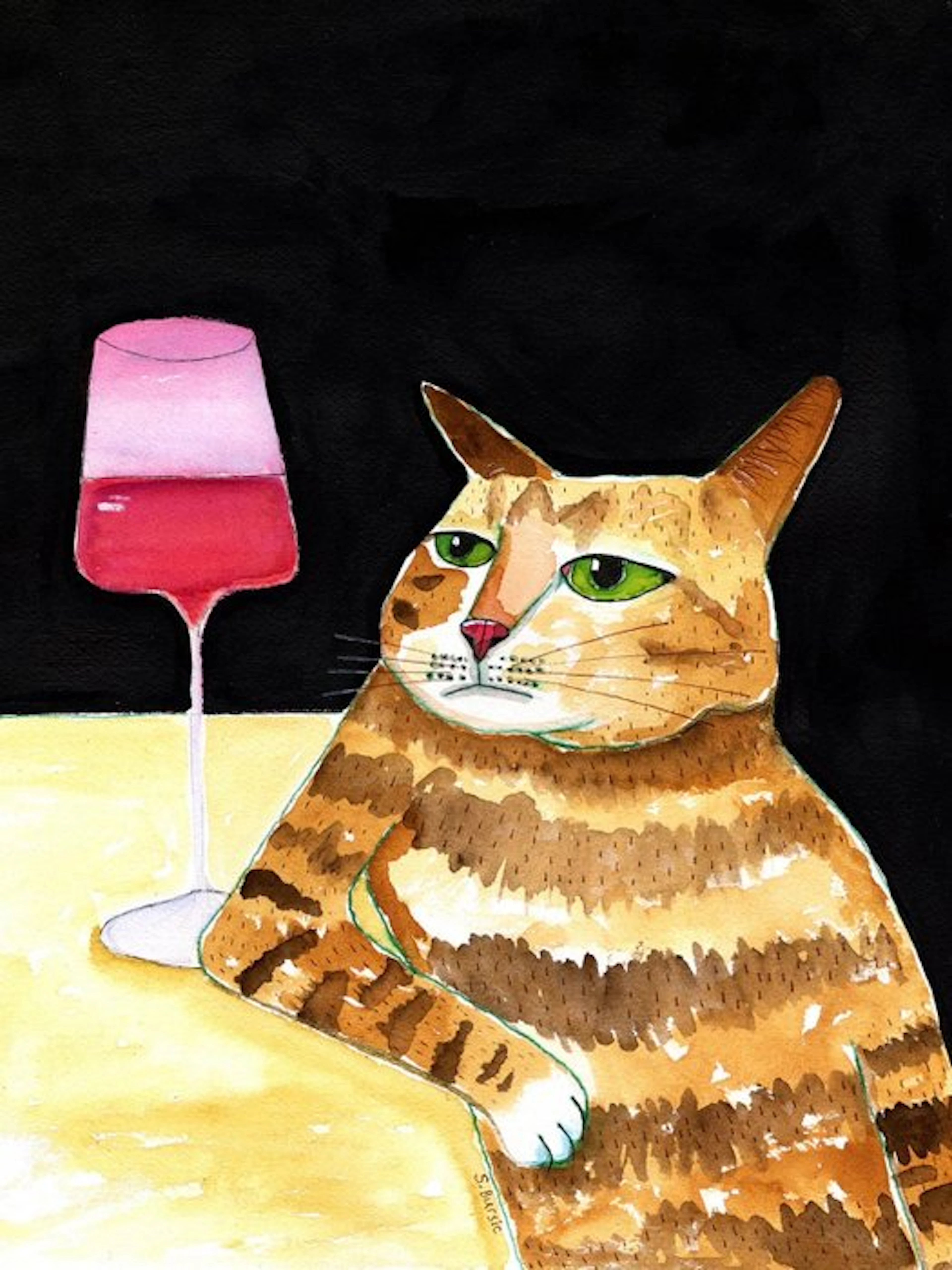 Sharyn Bursic - “Friday Night”. Gesigneerd in de plaat. - 45 x 34 cm.