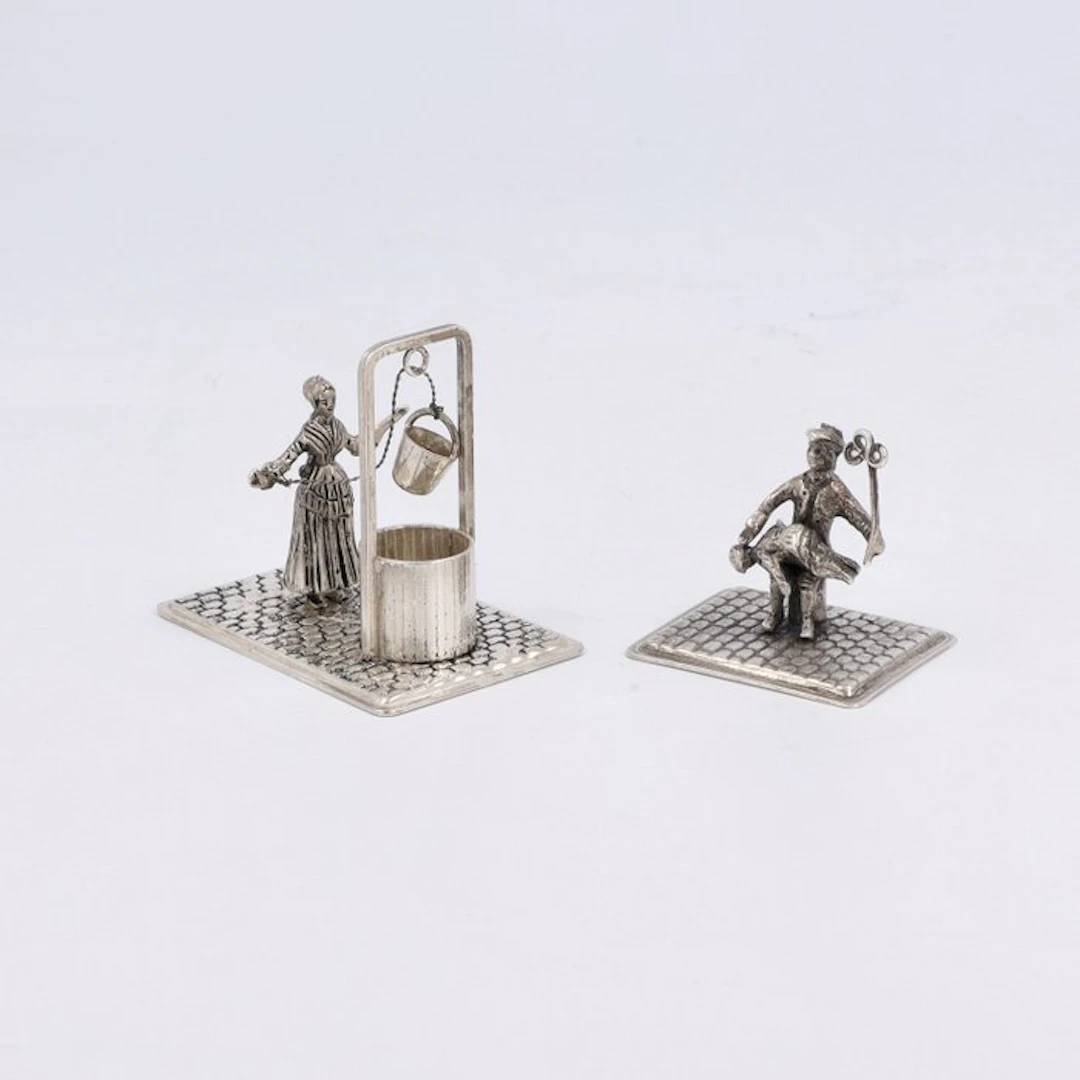 H. Hooijkaas - Water halen & Billenkoek geven - Figurine (2) - .835 silver