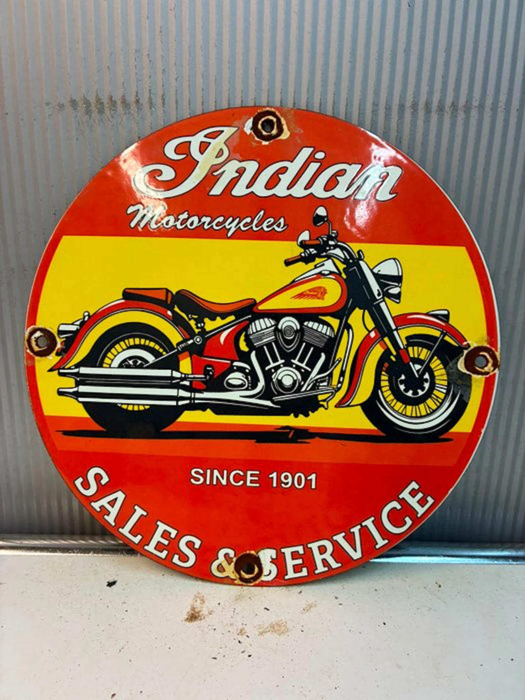 Rond Indian Motorcycles emaille reclamebord – Sales...