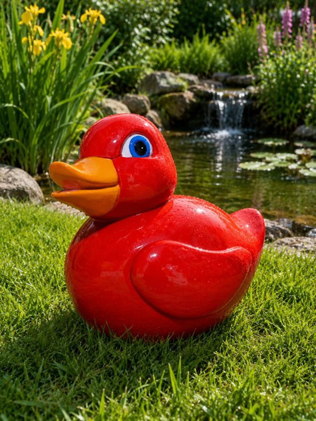 Figure - Large red bath duck - Polyresin