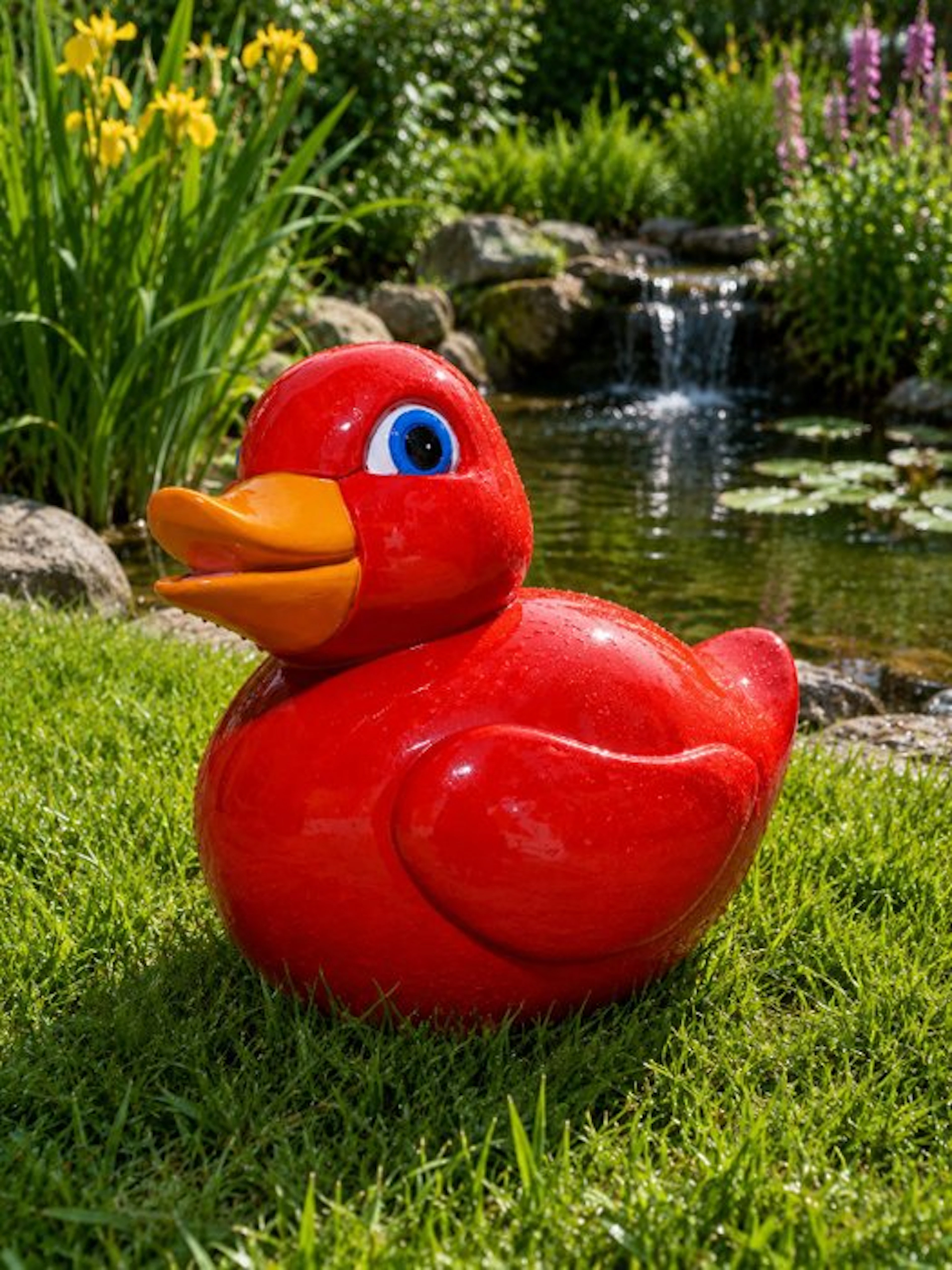 Figure - Large red bath duck - Polyresin