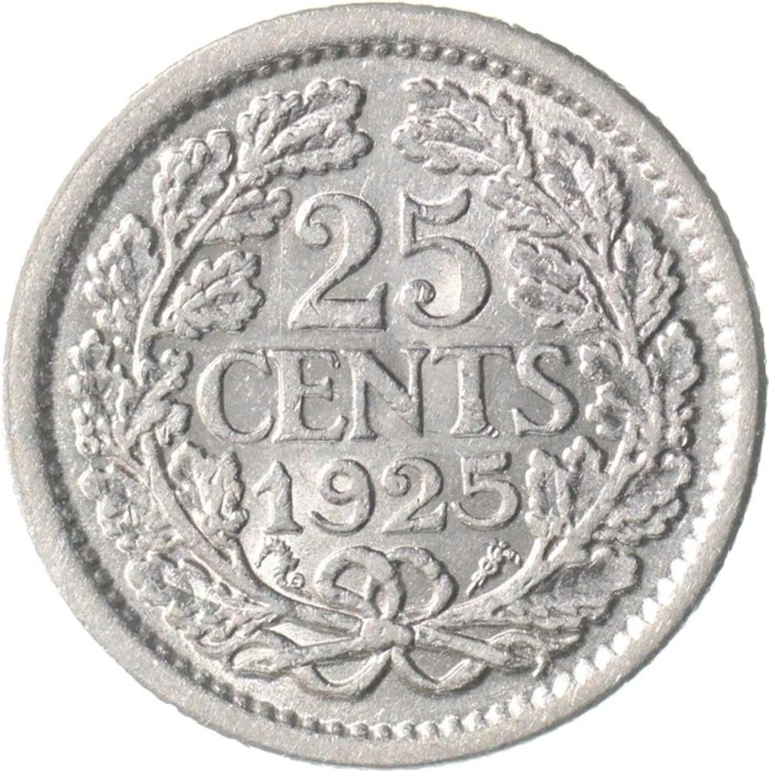 Netherlands. Wilhelmina. 25 Cent 1925 KWALITEIT (No reserve price)