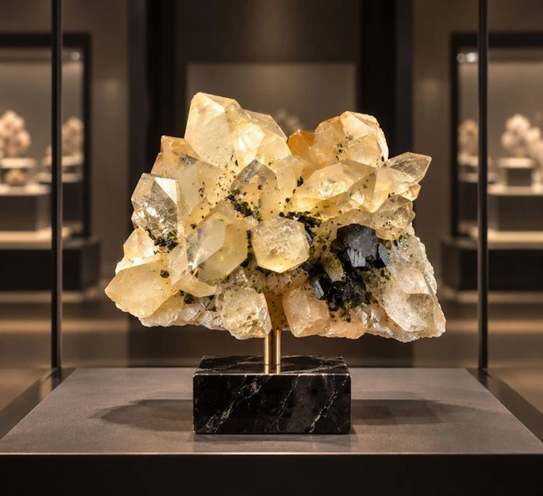 Museum piece – Epidote with quartz from Hakkari