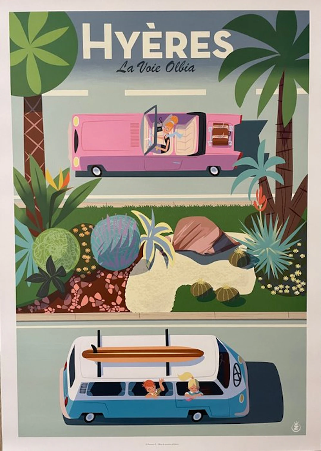 Monsieur Z - Affiche de Tourisme "Hyères - La Voie Olbia"