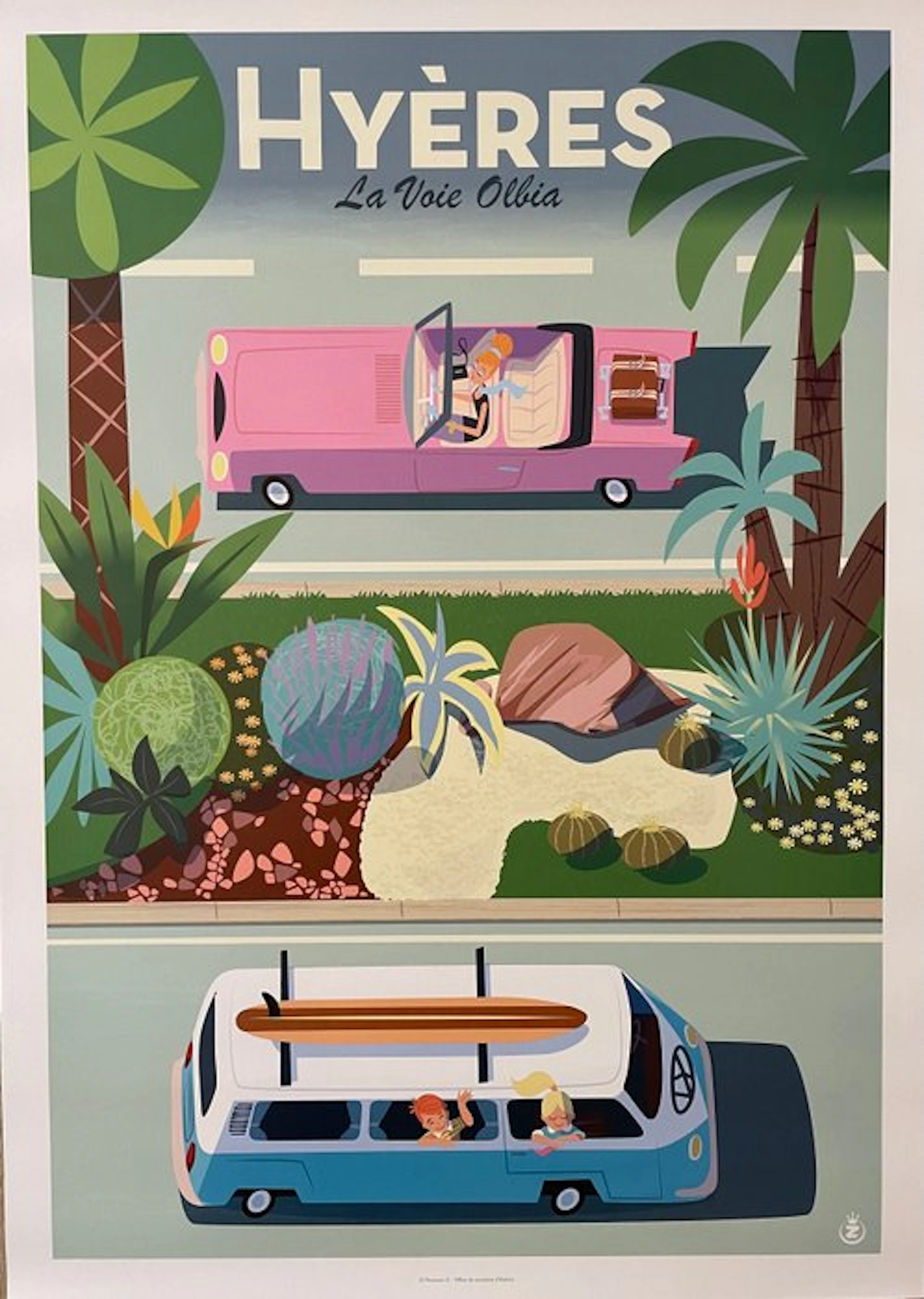 Monsieur Z - Affiche de Tourisme "Hyères - La Voie Olbia"