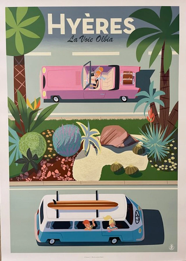 Monsieur Z - Affiche de Tourisme "Hyères - La Voie Olbia"