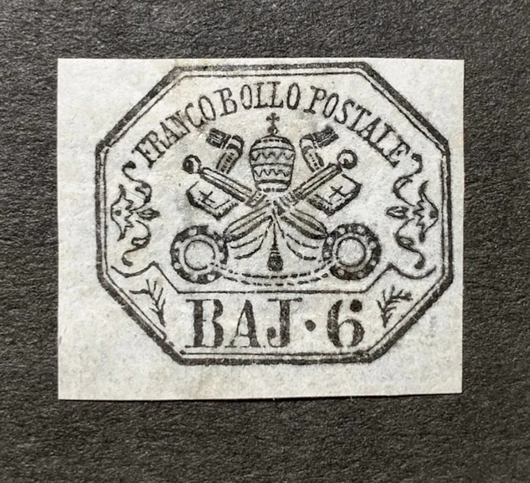 Italian Ancient States - Papal State 1864 - 6 Baj Pearl Gray New