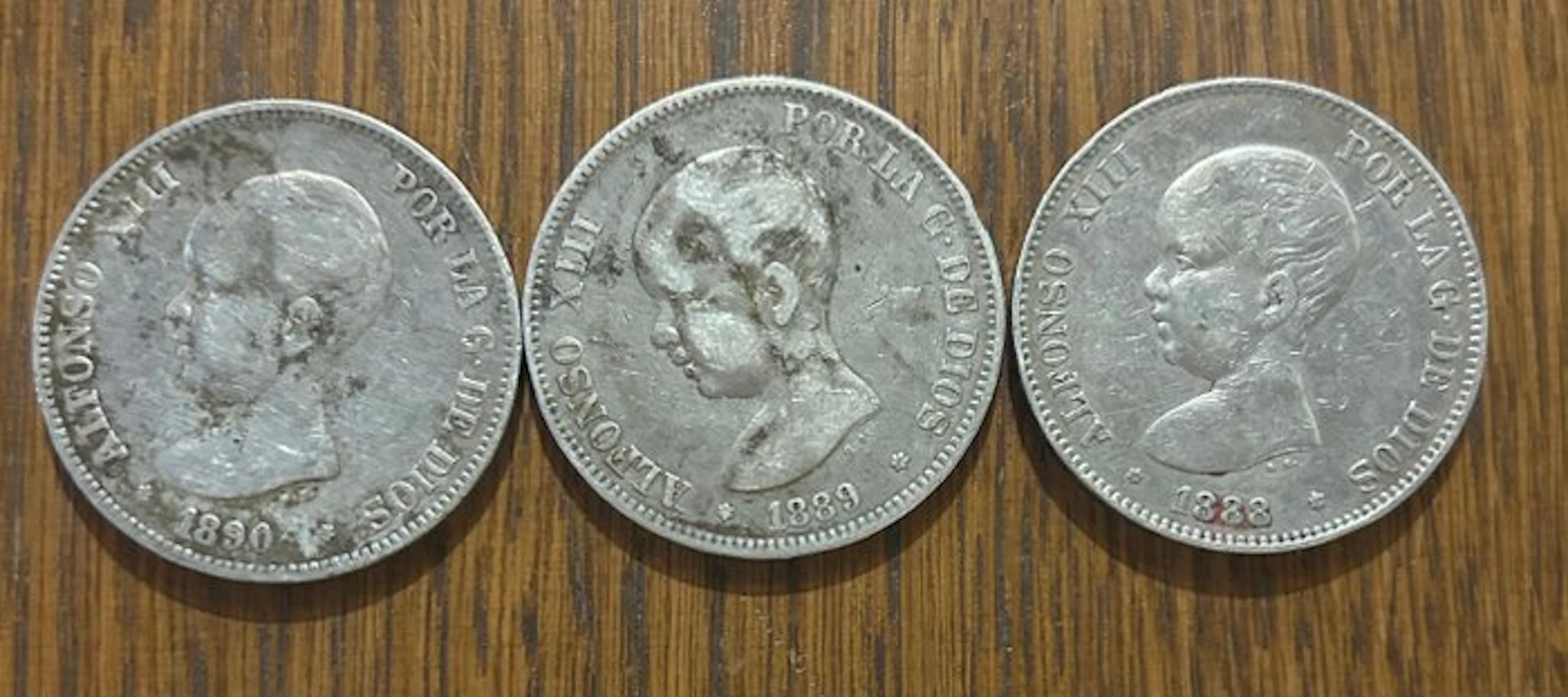 Spain. Alfonso XIII. 5 Pesetas (3 monete)