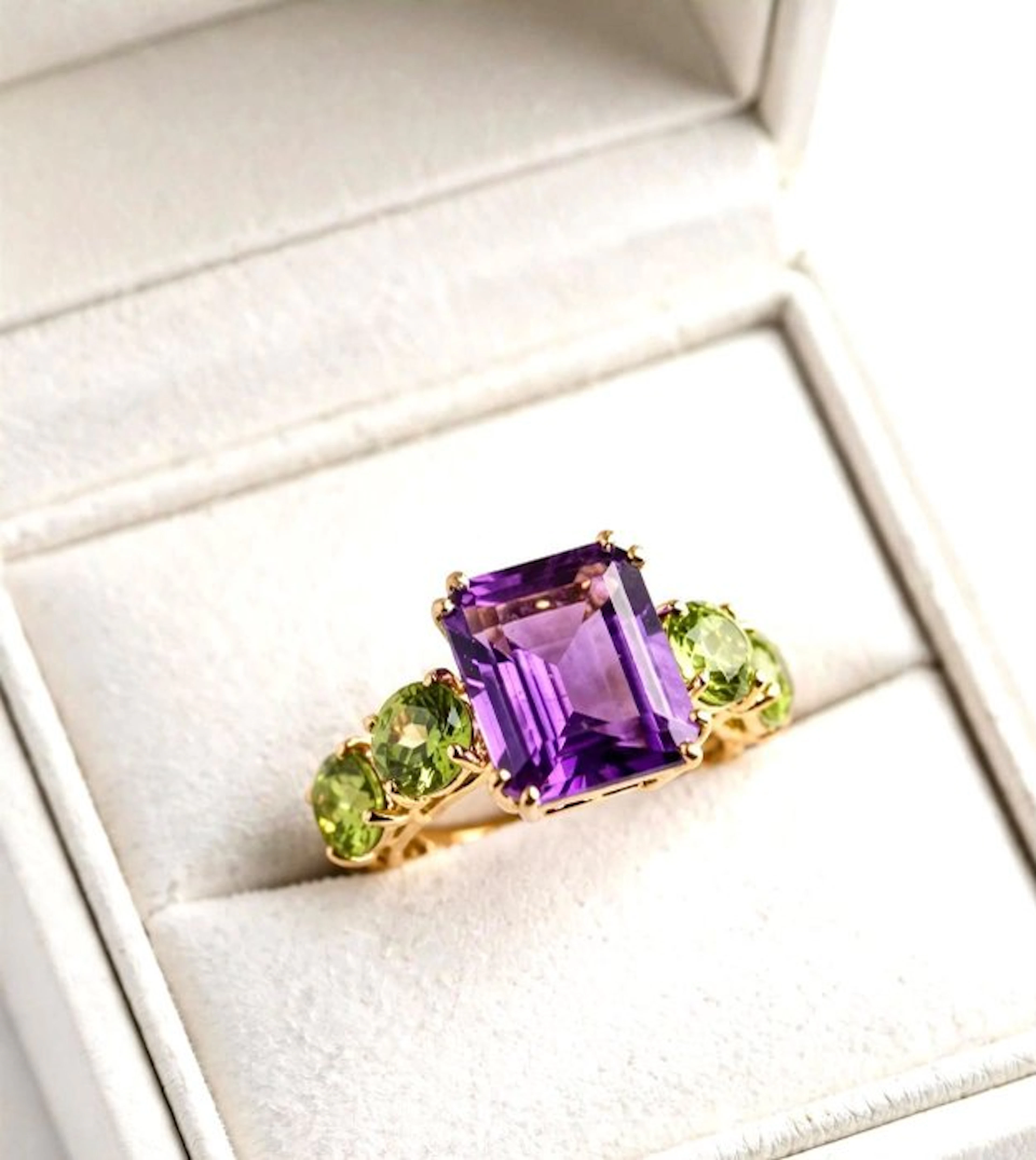 No reserve price - Ring Silver Amethyst - Peridot