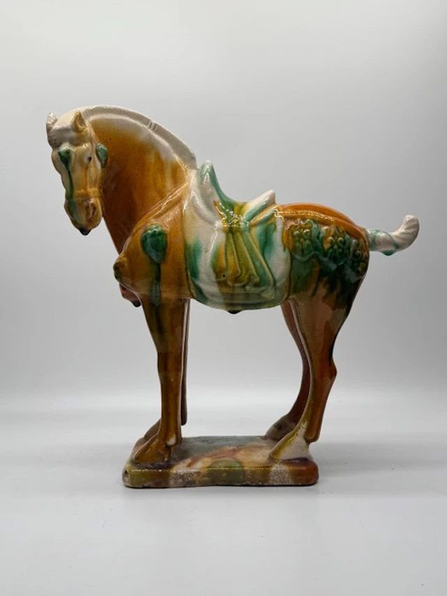 Statue, Tang Horse - 26 cm - Ceramic, Glaze, Earthenware