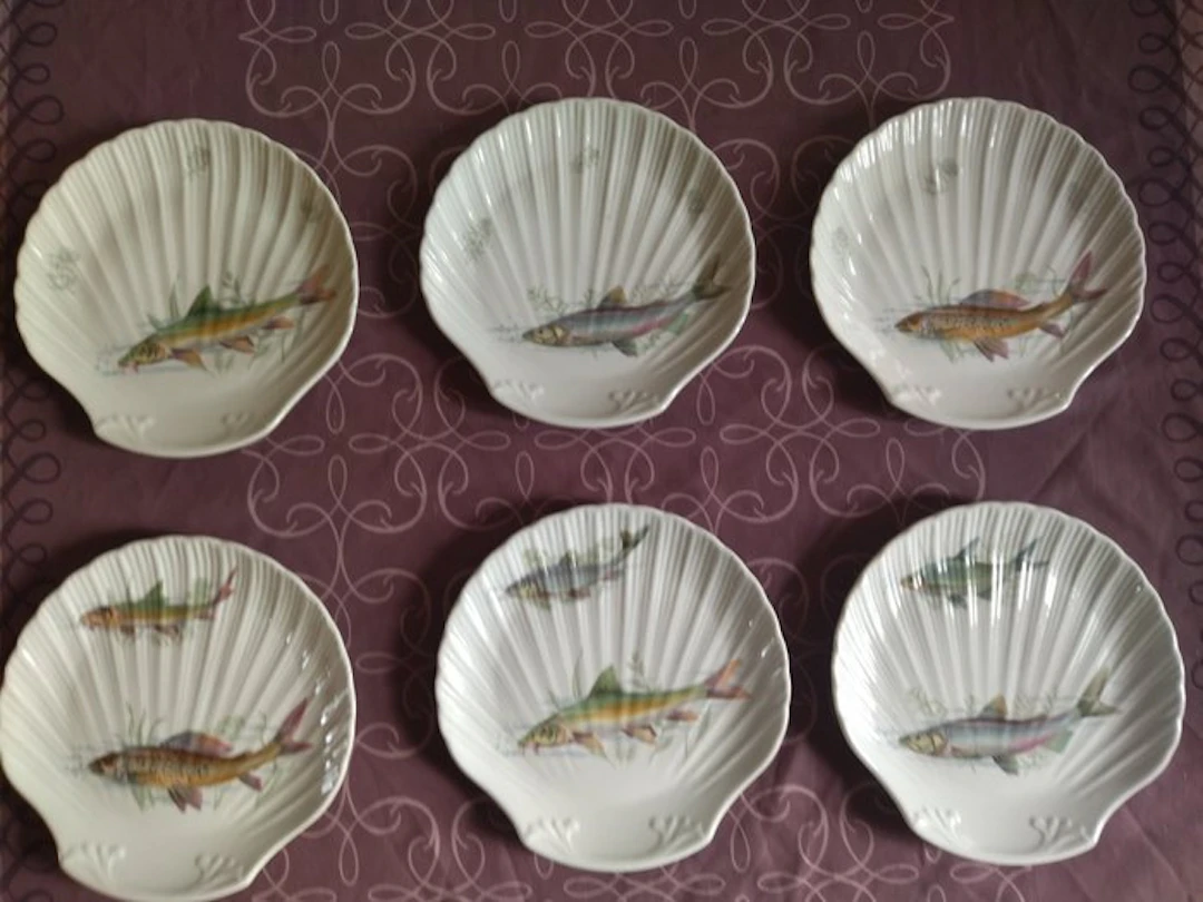 Porcelaine de Sologne - Plate (6) - Coquille...