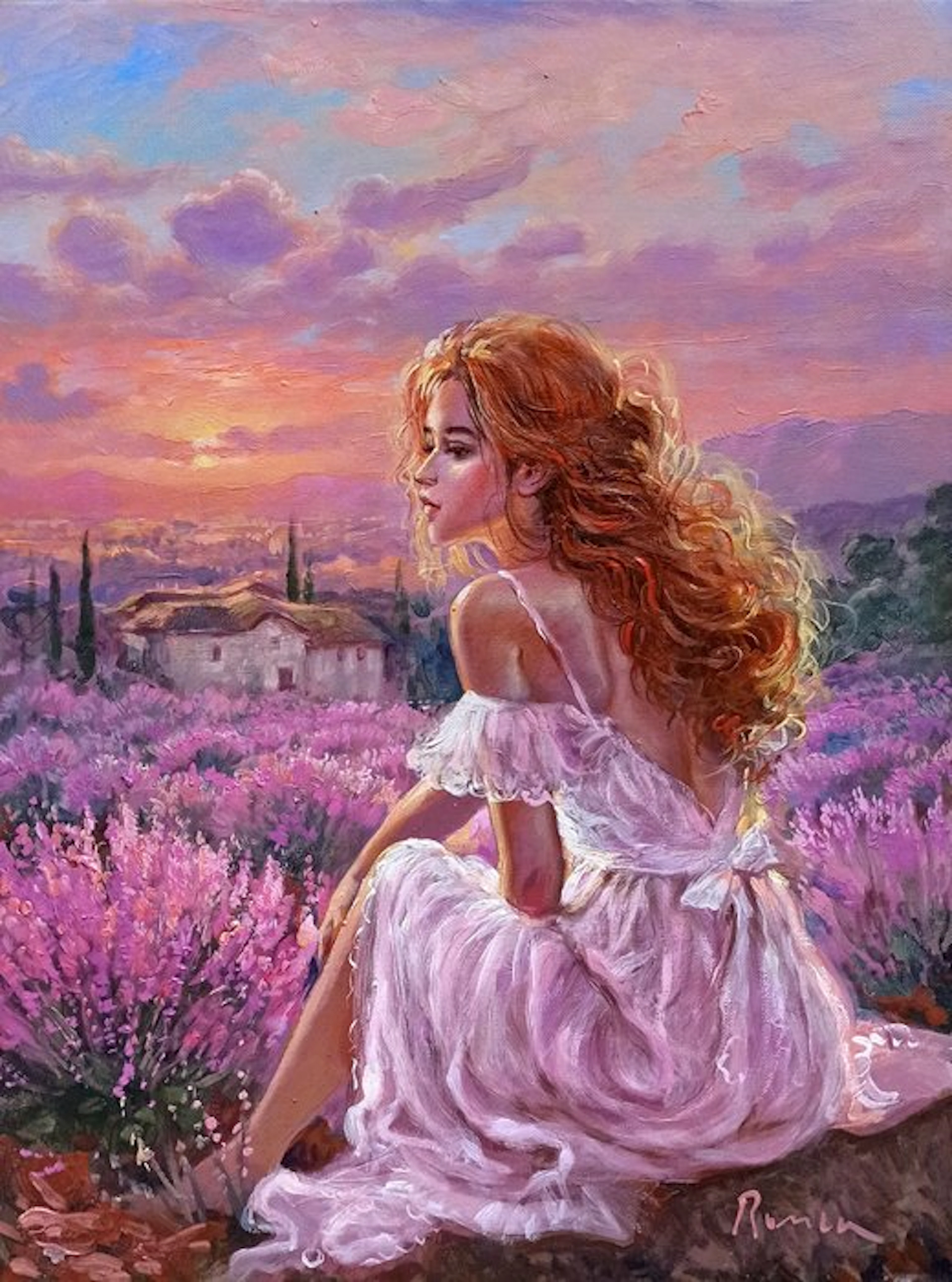 Domenico Ronca (1964) - Lady on a Provençal sunset