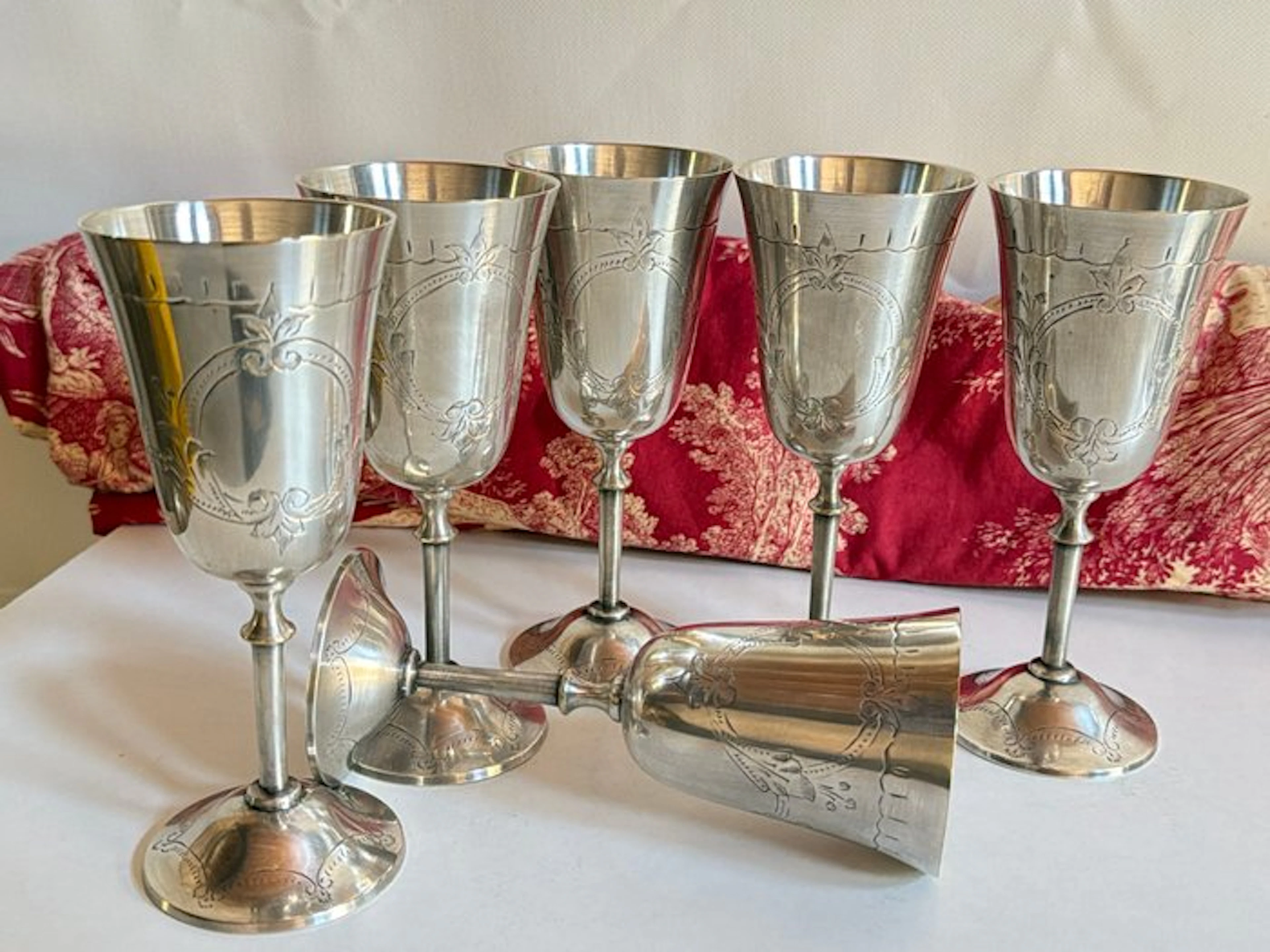 Champagne glass (6) - EPNS Set of 6 Silver-Plated Goblets...