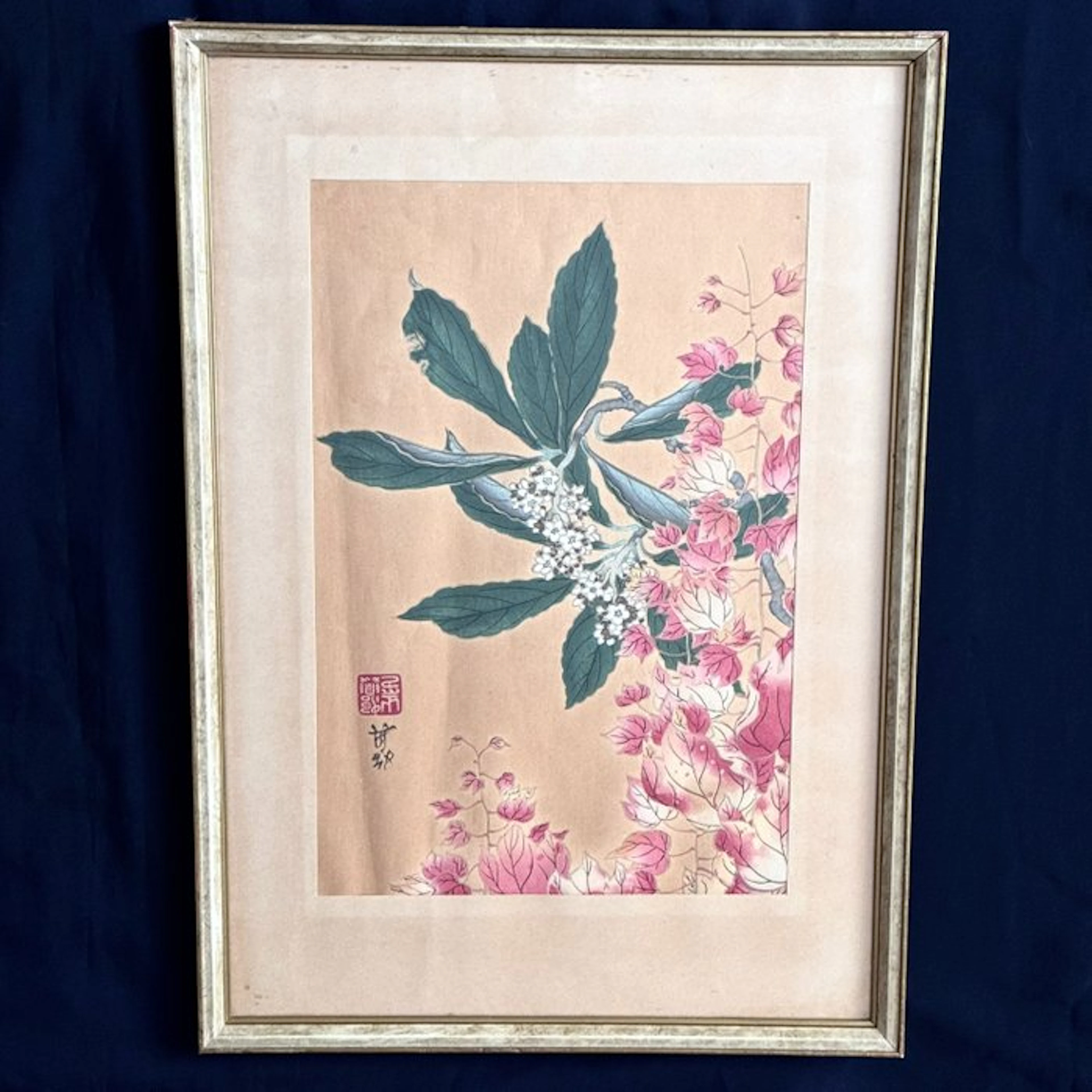 Color woodcut – Woolly medlar twig and autumn wild...