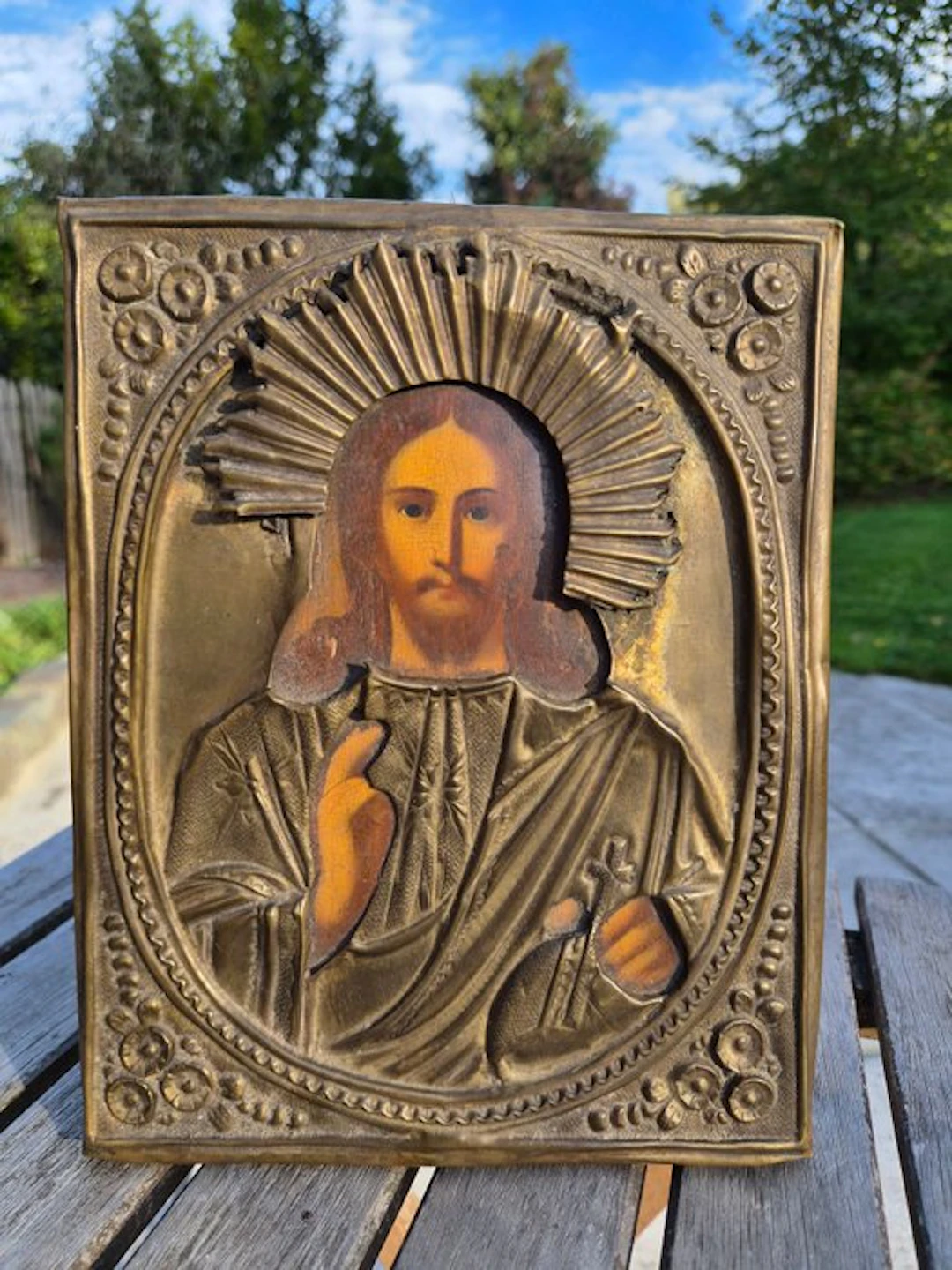 Icon - Christ Pantocrator - Wood, Metal