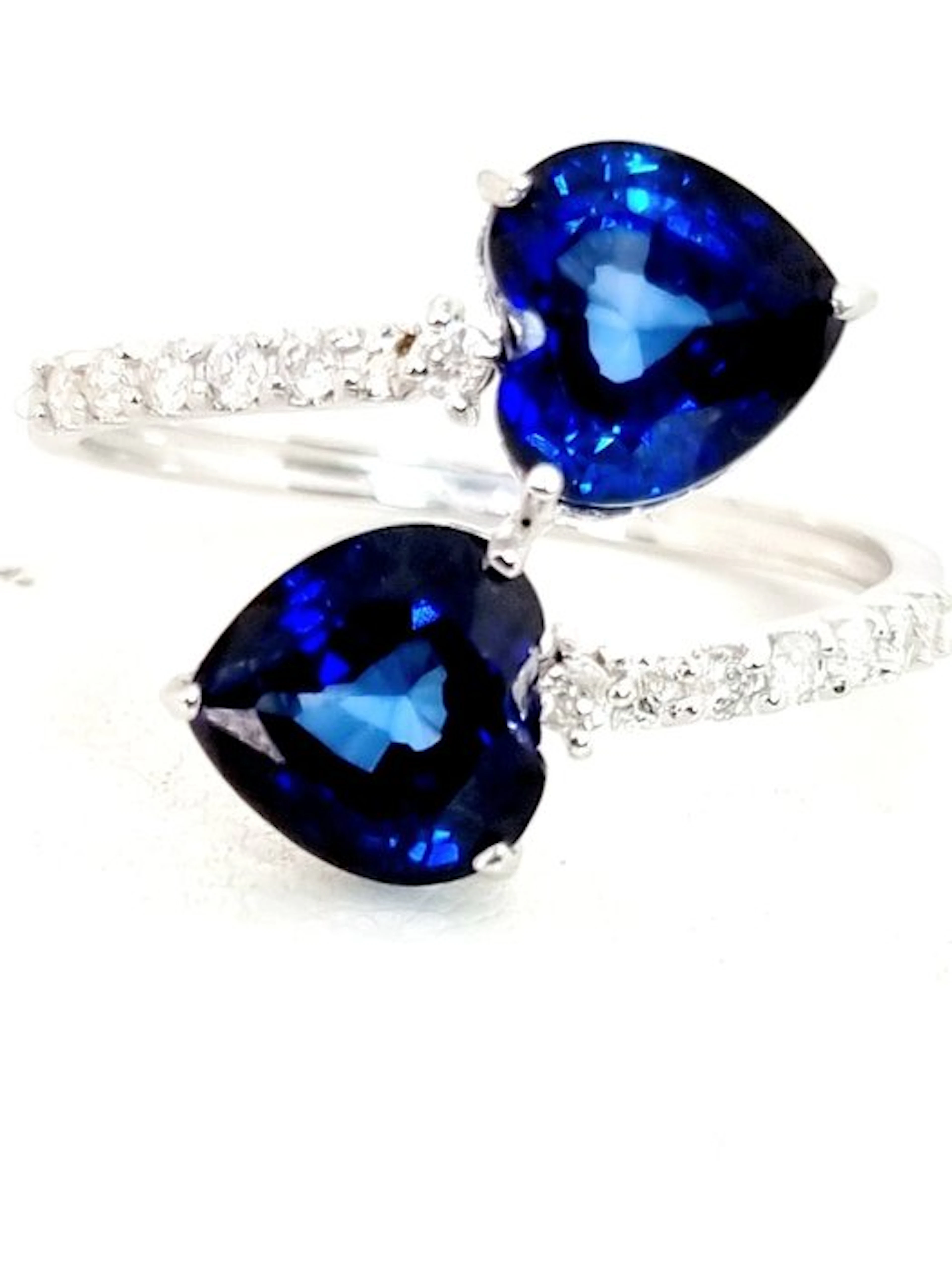 Ring - 18 kt. White gold Sapphire - Diamond