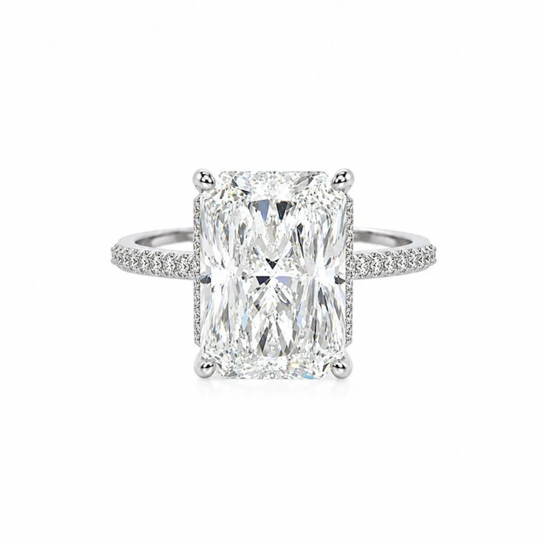 Ring - 18 kt. White gold - 6.38ct. tw. Diamond (Lab-grown) - Diamond