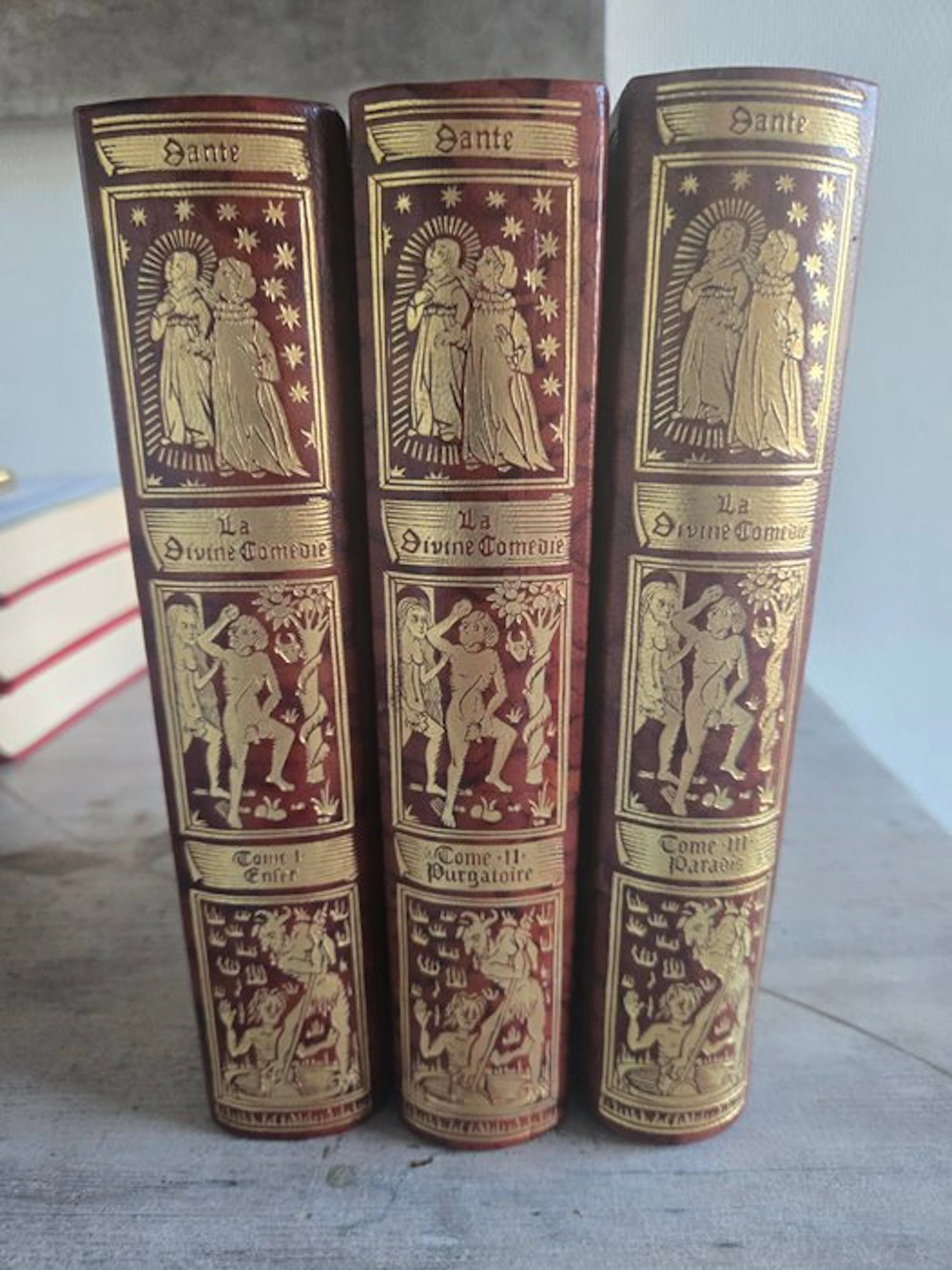 Dante Alighieri; Sandro Botticelli - 3 Volumes cuir de la...
