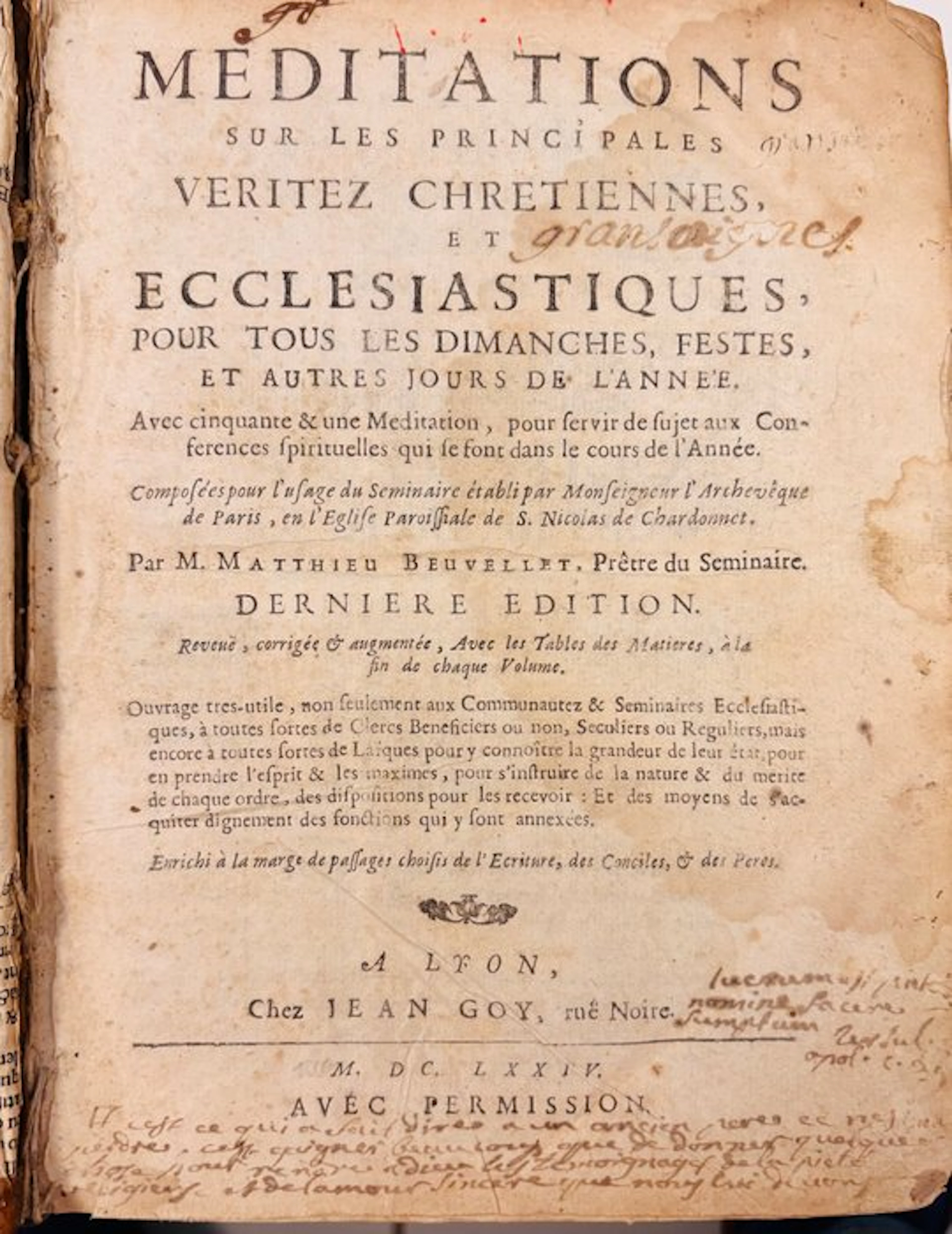 Matthieu Beuvillet - MEDITATIONS sur les principales veritez chretiennes