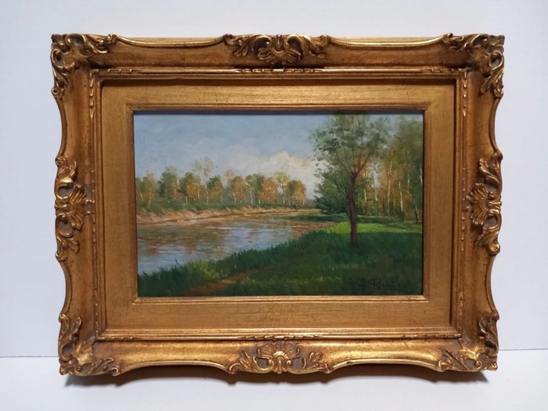 A. Putti (XIX) - Paesaggio fluviale nel bosco