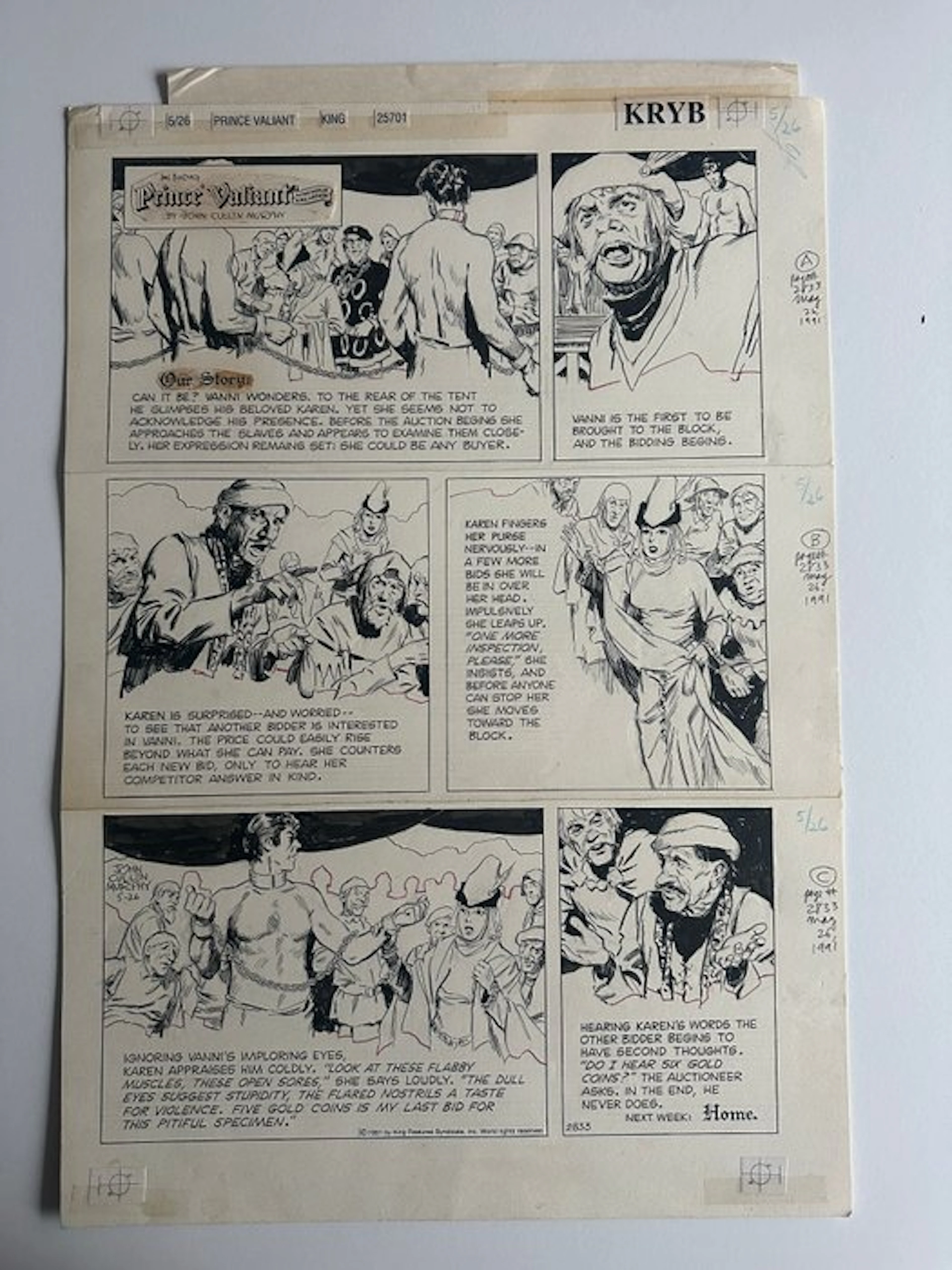 Murphy, John Cullen - 1 Original page - Prince Valiant - Episode #2833 - 1991