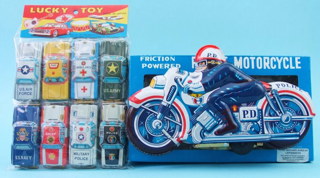 Kashiwai/Nakamura - Tin toy - Tin friction 8-piece Car...