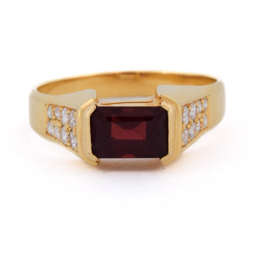 Cocktail ring - 18 kt. Yellow gold - 2.40ct. tw. Garnet - Diamond
