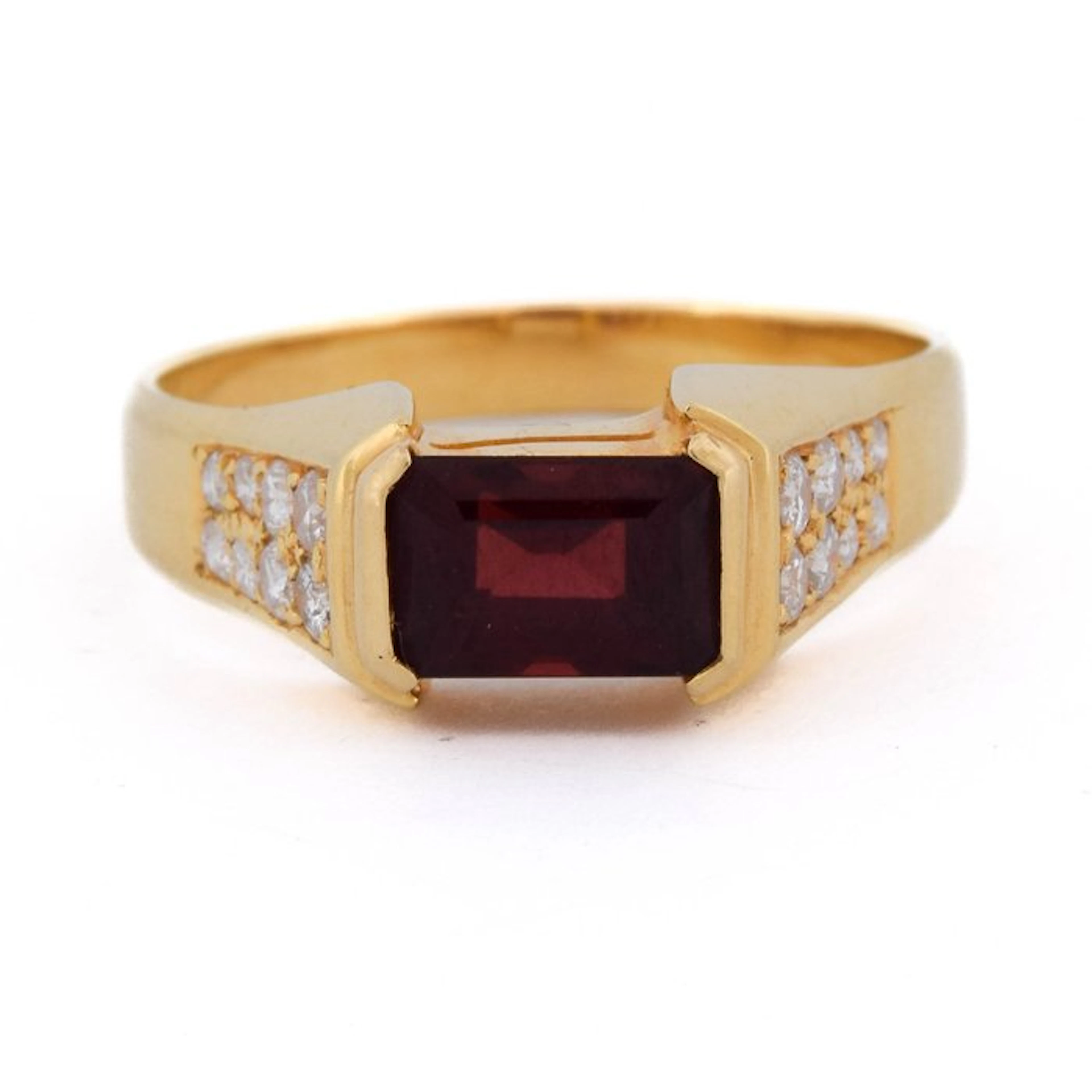 Cocktail ring - 18 kt. Yellow gold - 2.40ct. tw. Garnet - Diamond