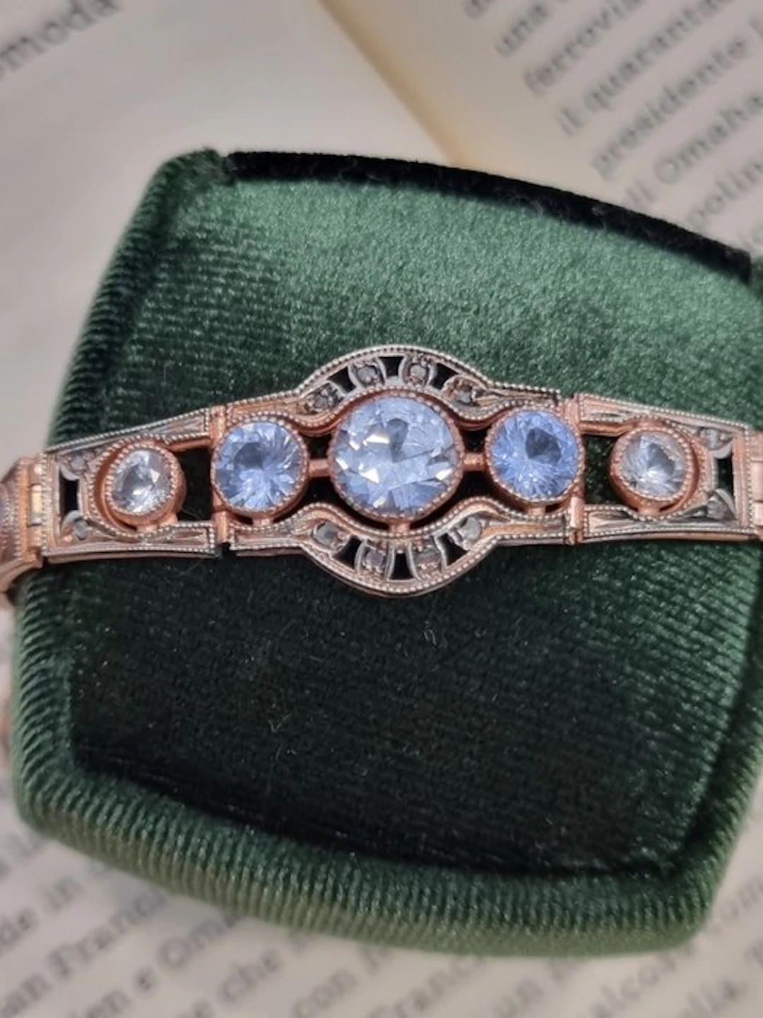 No reserve price - Bracelet - 9 kt. Rose gold, Silver Aquamarine - Diamond