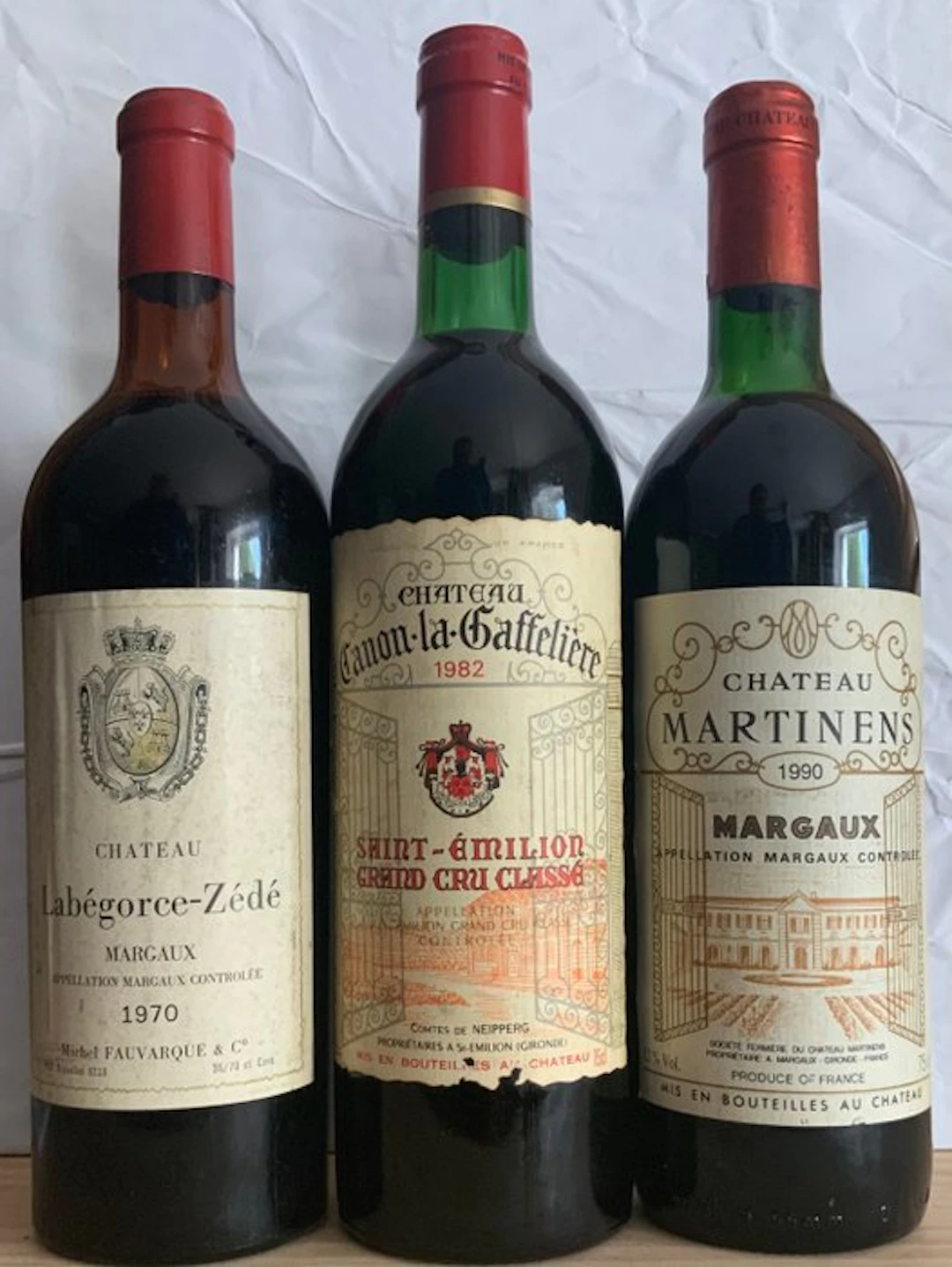 1990 Chateau Martinens 1982 Chateau Canon-la-Gaffeliere...