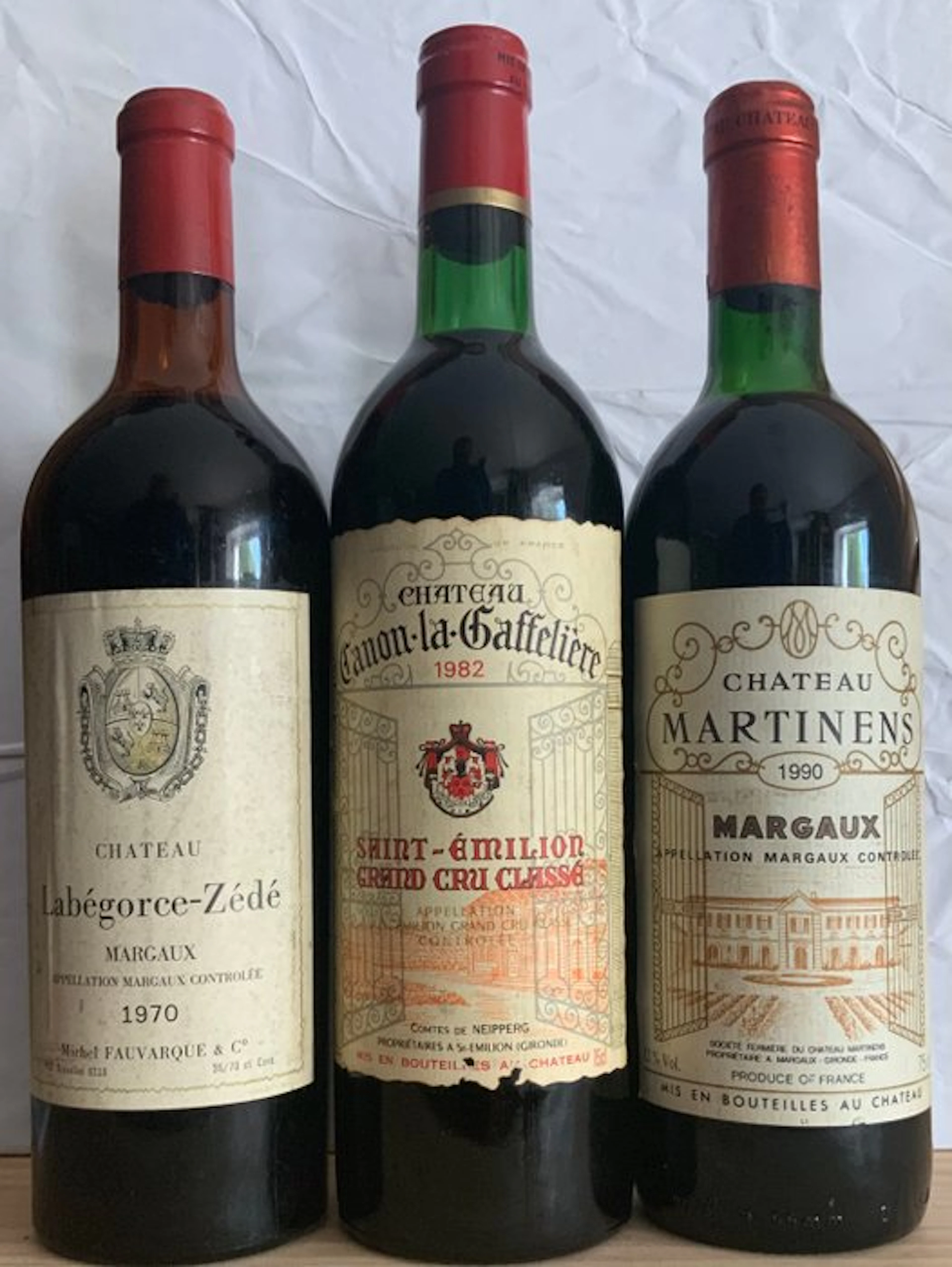 1990 Chateau Martinens 1982 Chateau Canon-la-Gaffeliere...