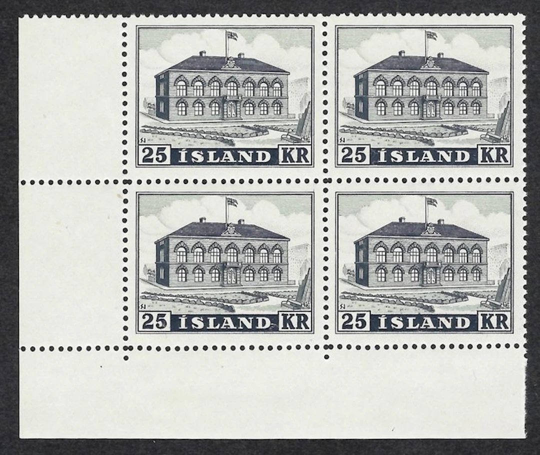 Iceland 1952 - Icelandic Parliament 25Kr black on block - Yvert N. 238