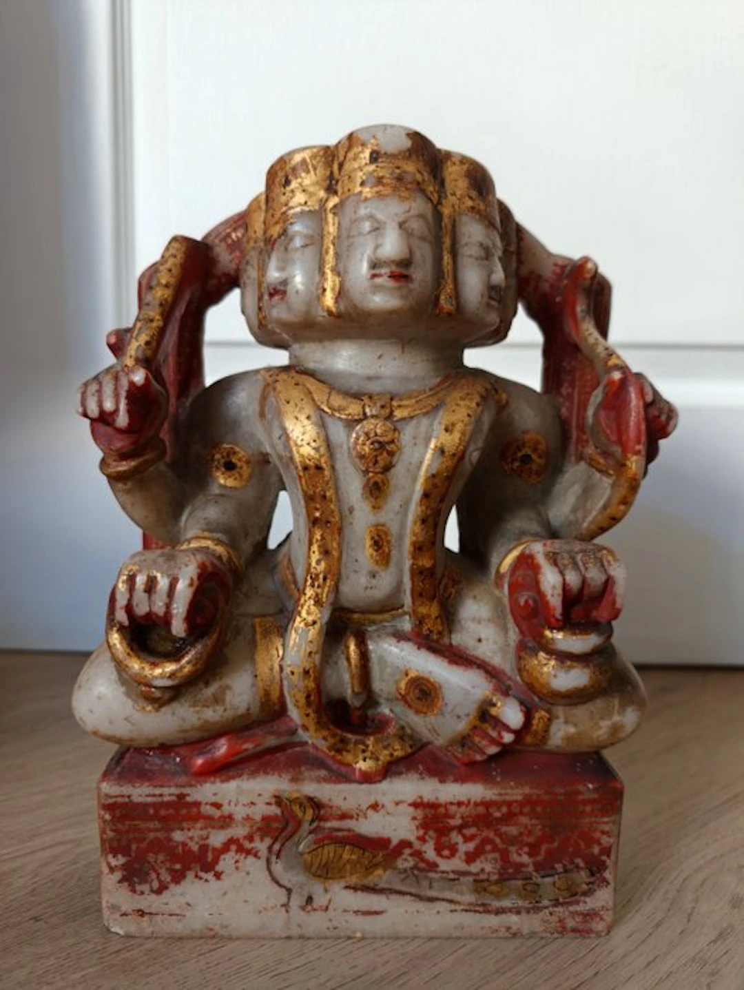 Ancient polychrome marble statue of Shanmukha / Kartikeya...