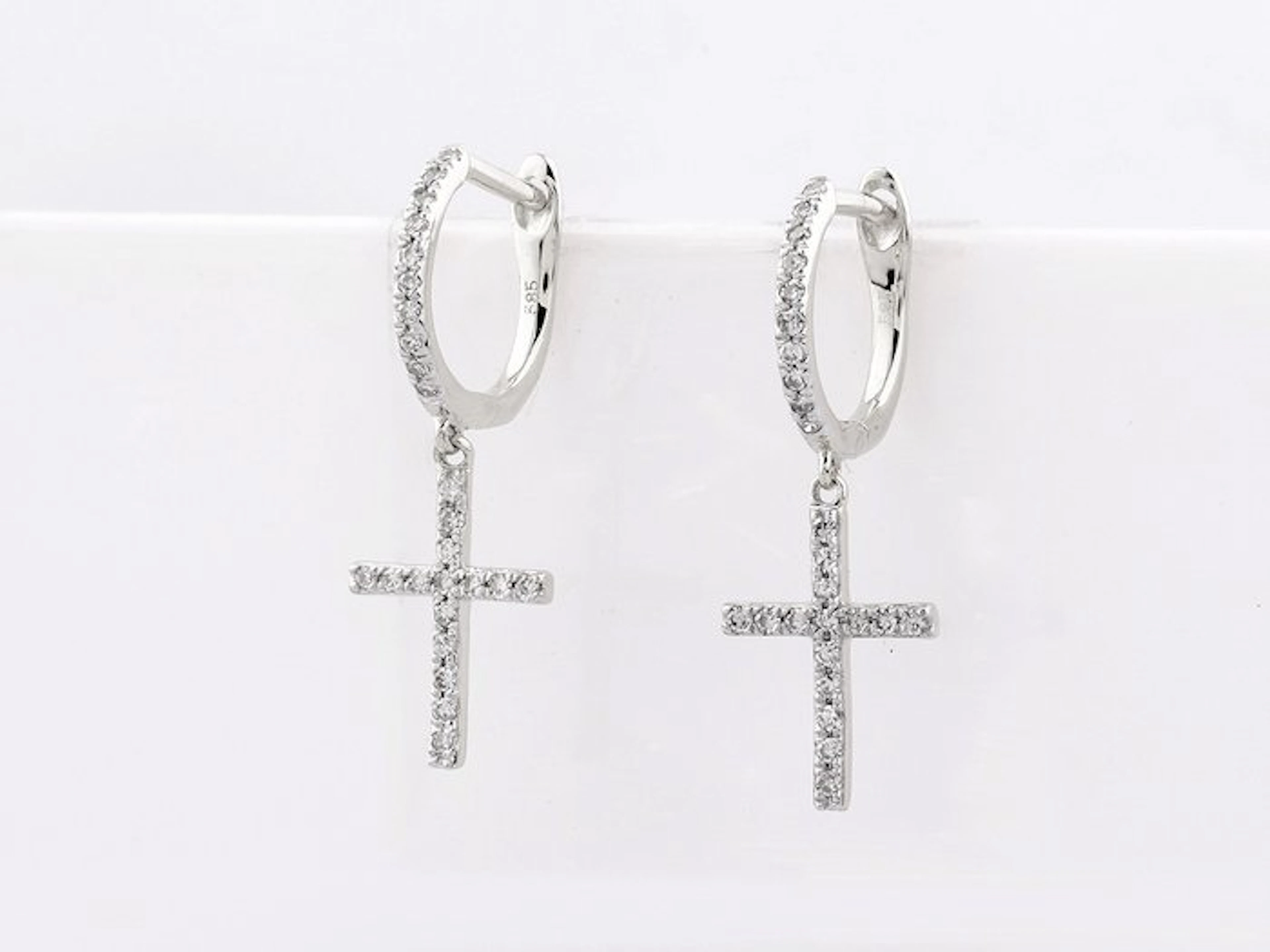 No reserve price - Earrings - 14 kt. White gold - 0.15ct. tw. Diamond (Natural)