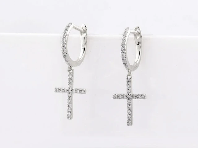 No reserve price - Earrings - 14 kt. White gold - 0.15ct. tw. Diamond (Natural)