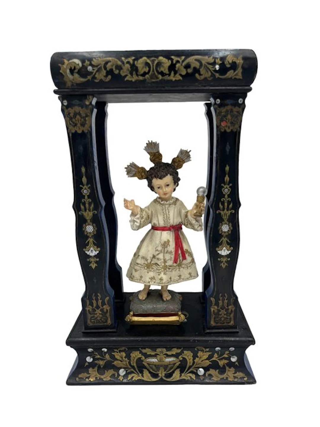 Sculpture, Capilla antigua con niño - 43 cm - Wood, Resin