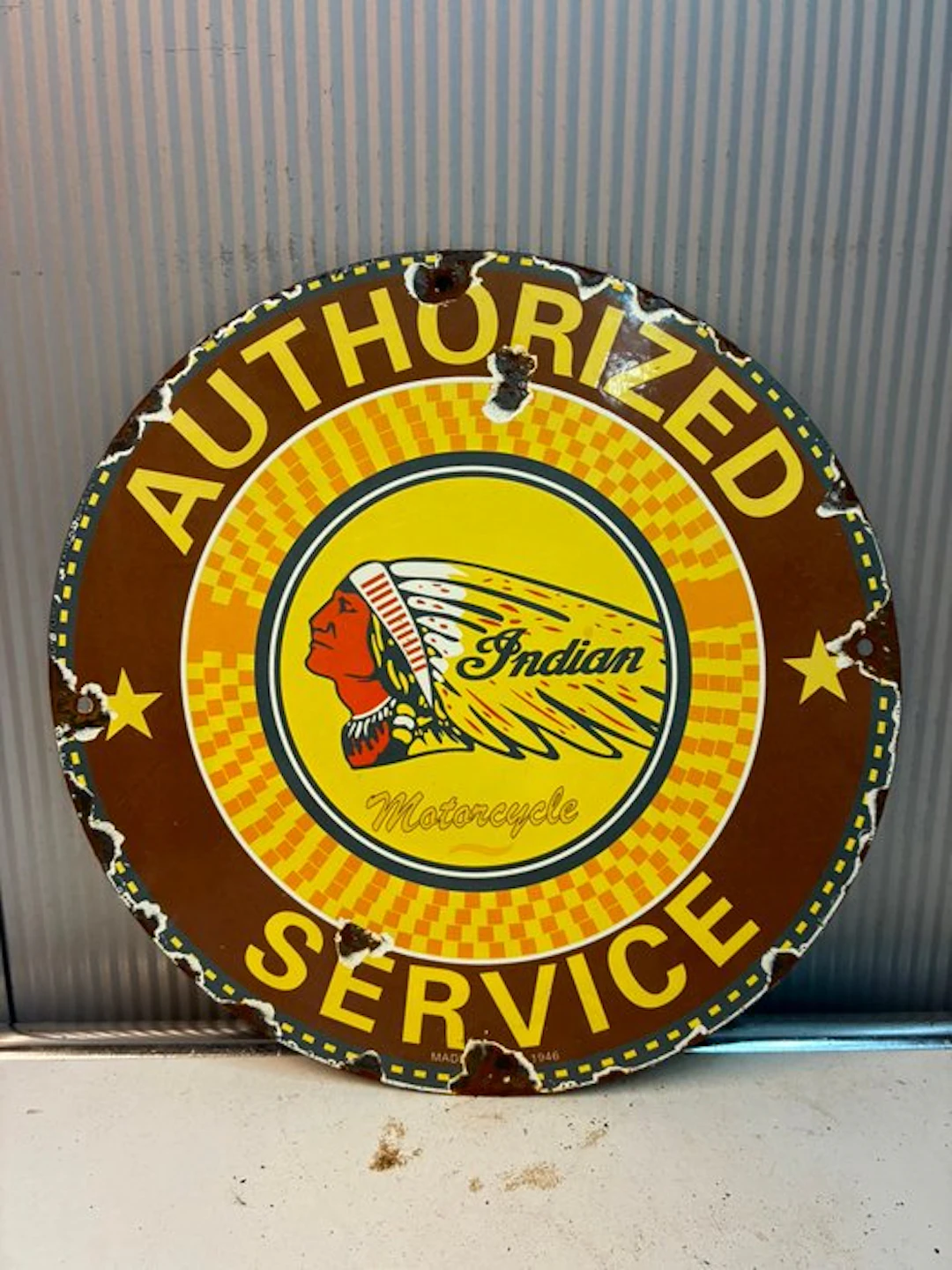 Hurst 4 Speed Service – rond reclamebord, 1946 - Enamel sign - Enamel