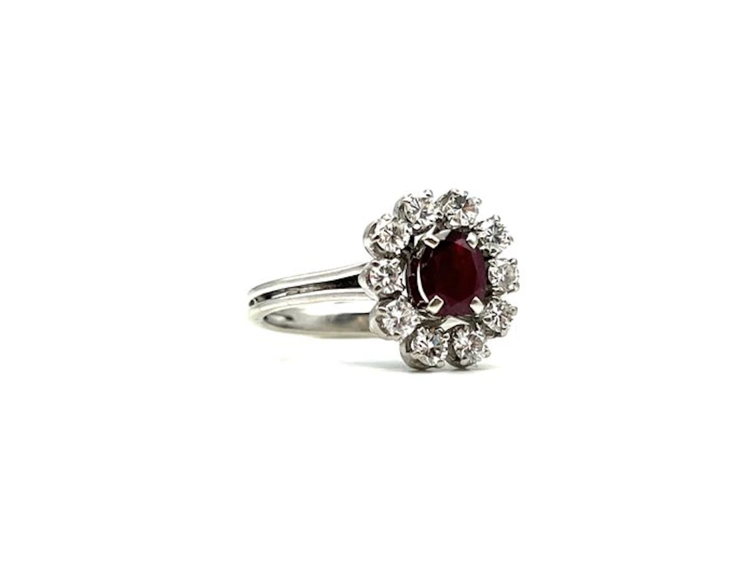 No reserve price - Ring - 18 kt. White gold - 0.50ct. tw. Ruby - Diamond