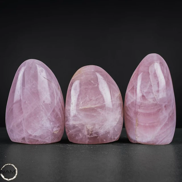 Rose Quartz Freeform Set – Elegant trio of delicately pink natural quartz