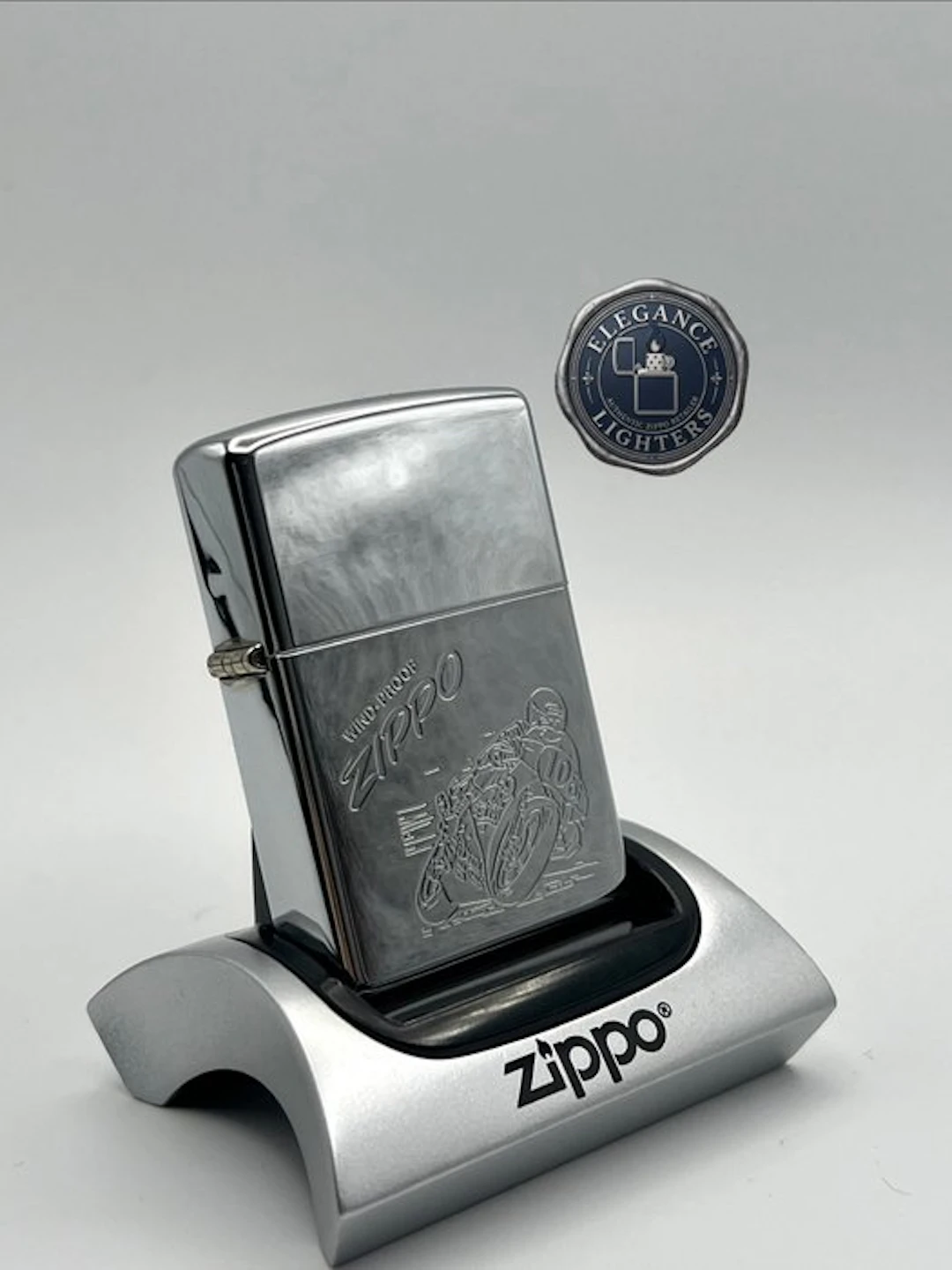 Zippo, No Reserve Price - Motorcycle Racing Engraved High...