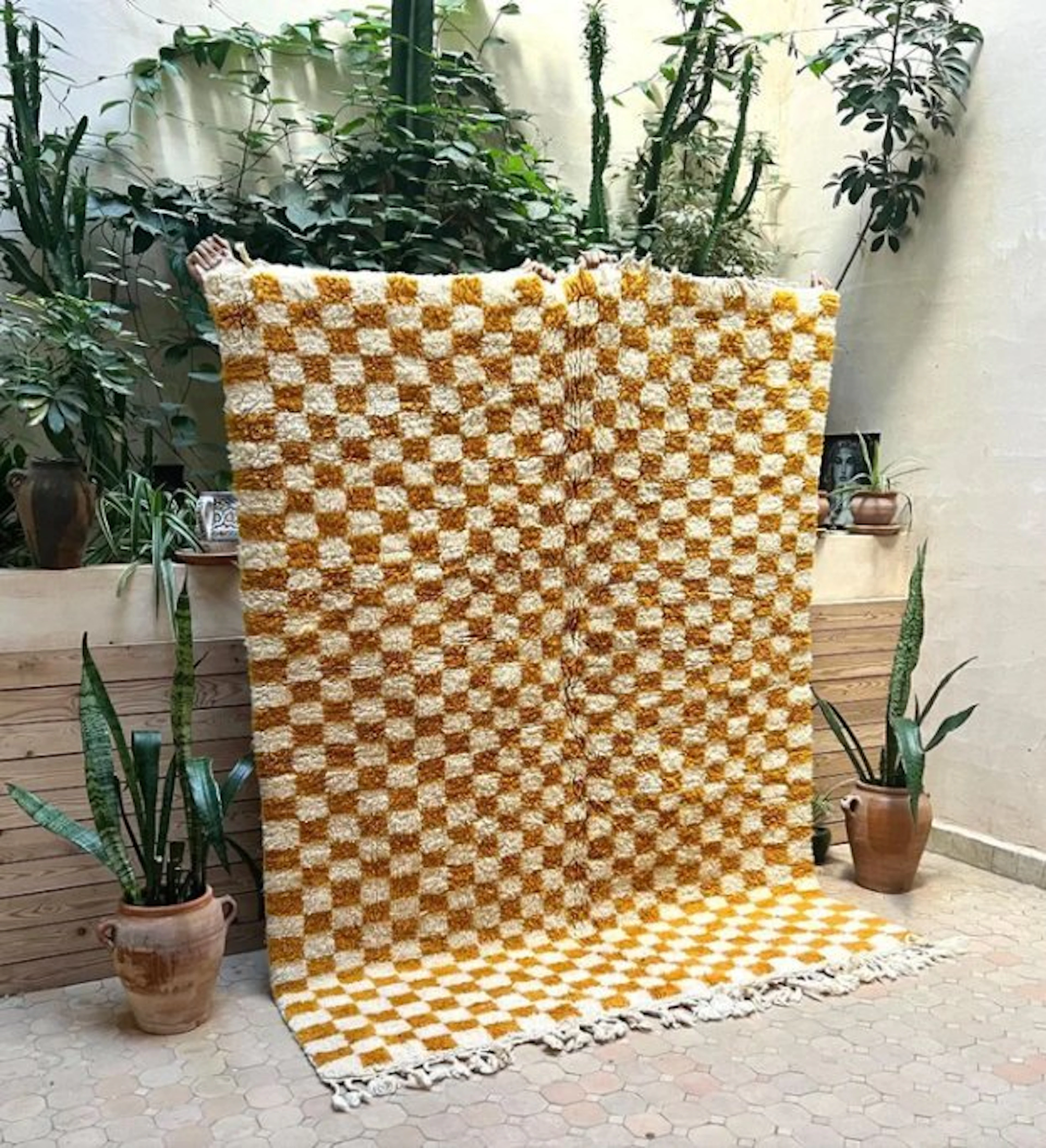 Berber - Carpet - 230 cm - 150 cm - A checkered rug handmade by Berber