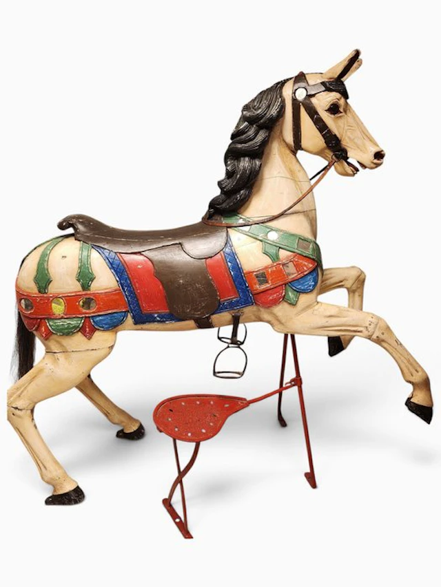 Rocking horse - Attribué à Friedrich Heyn, Cheval De Bois Carrousel, Art Forain