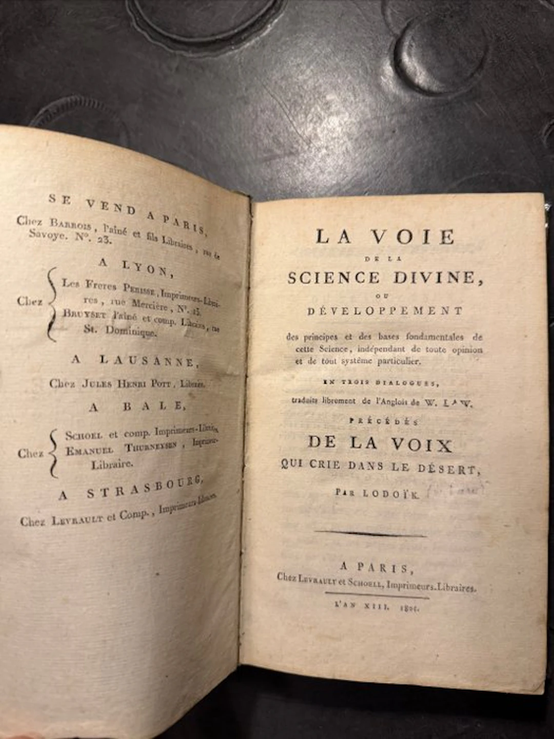 W. Law; Lodoïk (traducteur) - La voie de la science divine - 1805