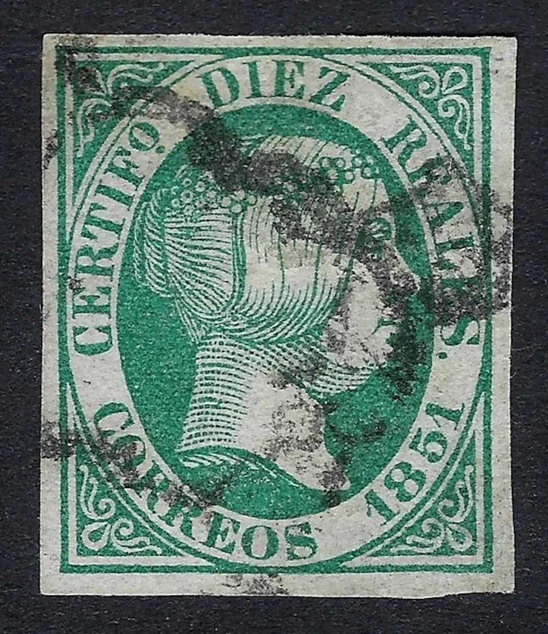 Spain 1851 - Isabel II 10r Verde - Edifil Nº 11