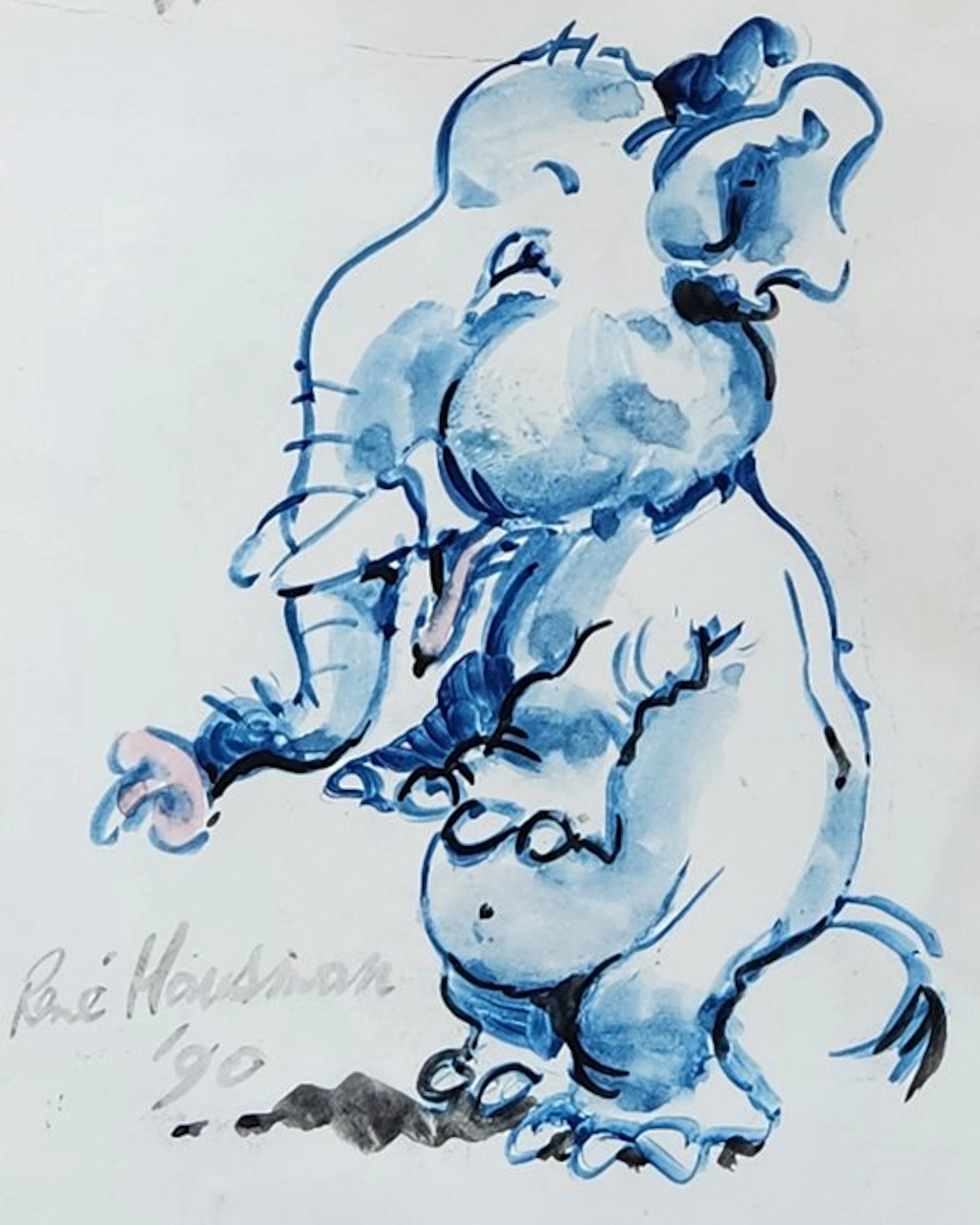Hausman, René - 1 Original drawing - Éléphant - Eléphant - 1990