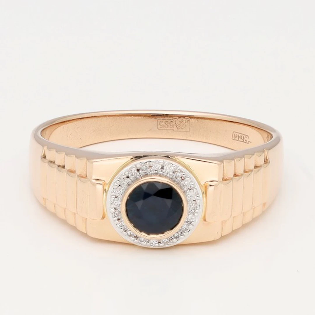 Ring - 14 kt. Rose gold - Diamond - Sapphire